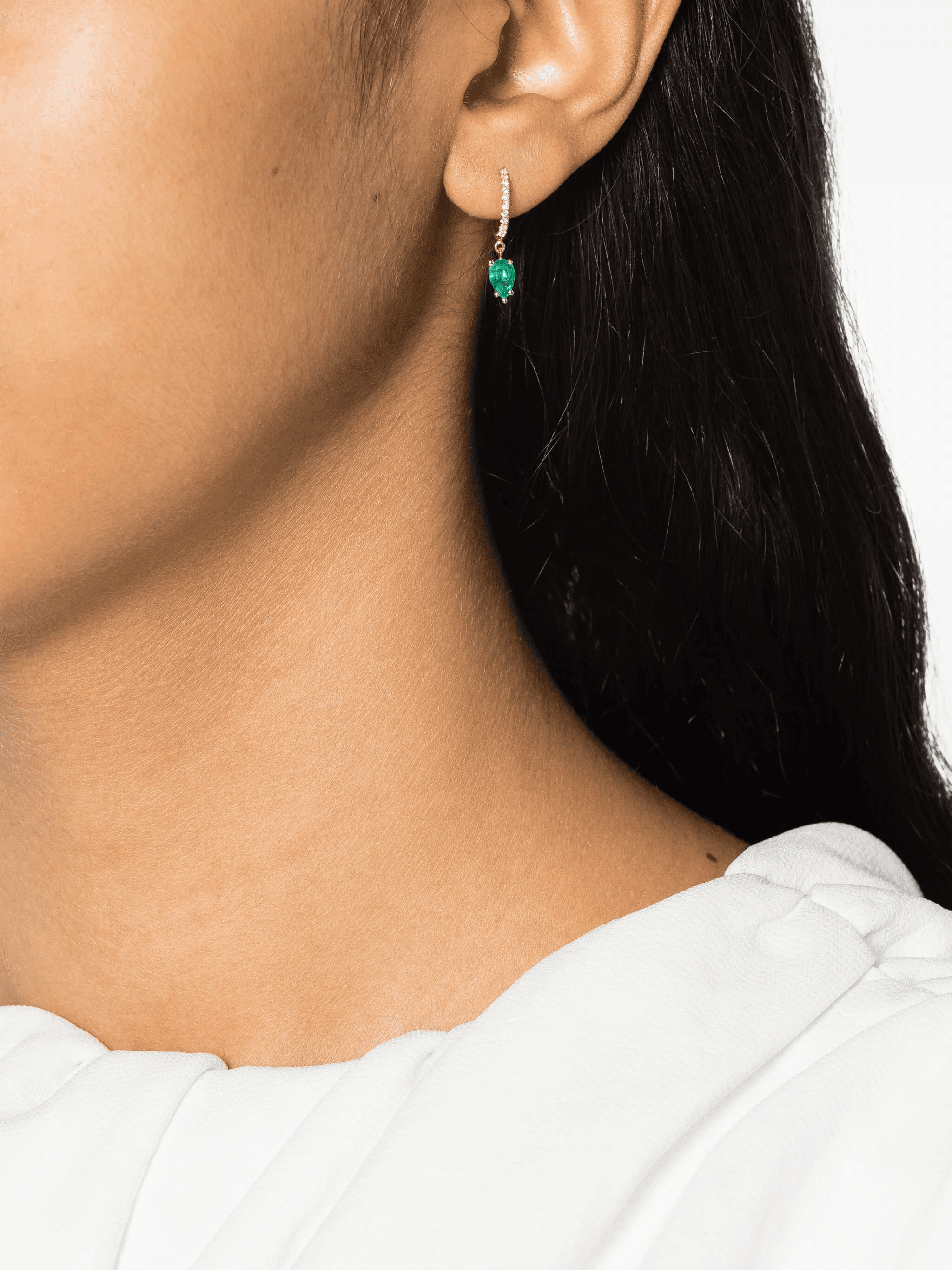 14kt yellow gold diamond hoop earrings - Image 1