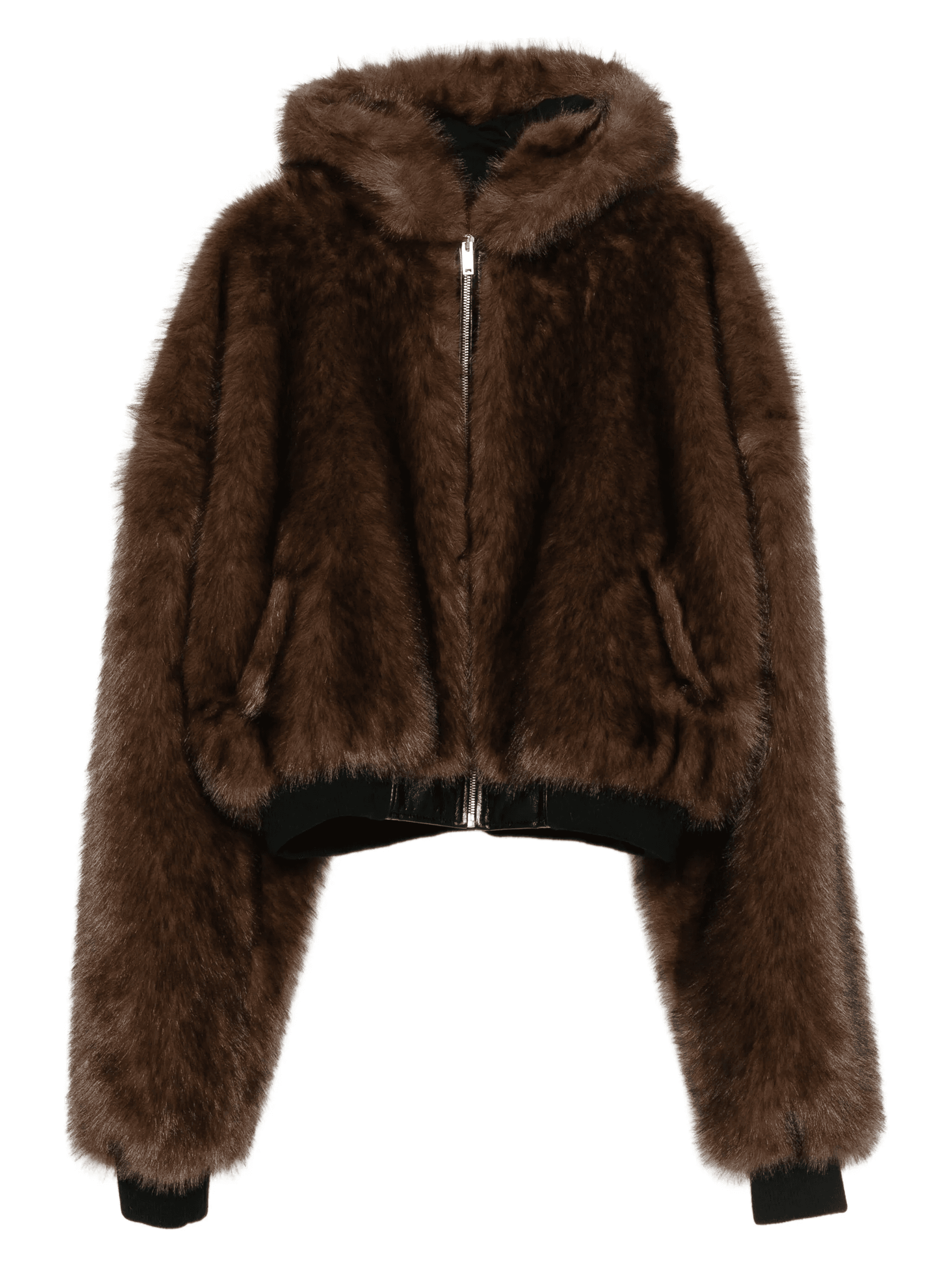 hooded faux-fur jacket - Image 1