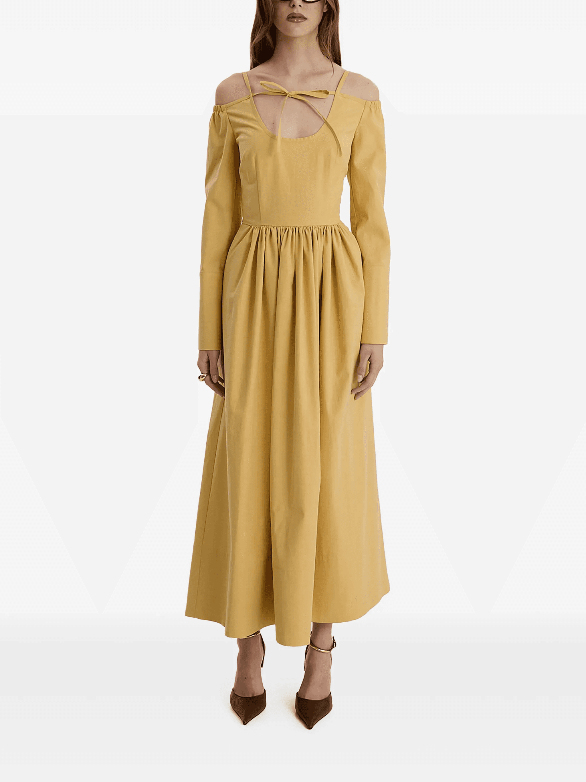Golden Hour cold-shoulder tie maxi dress - Image 1