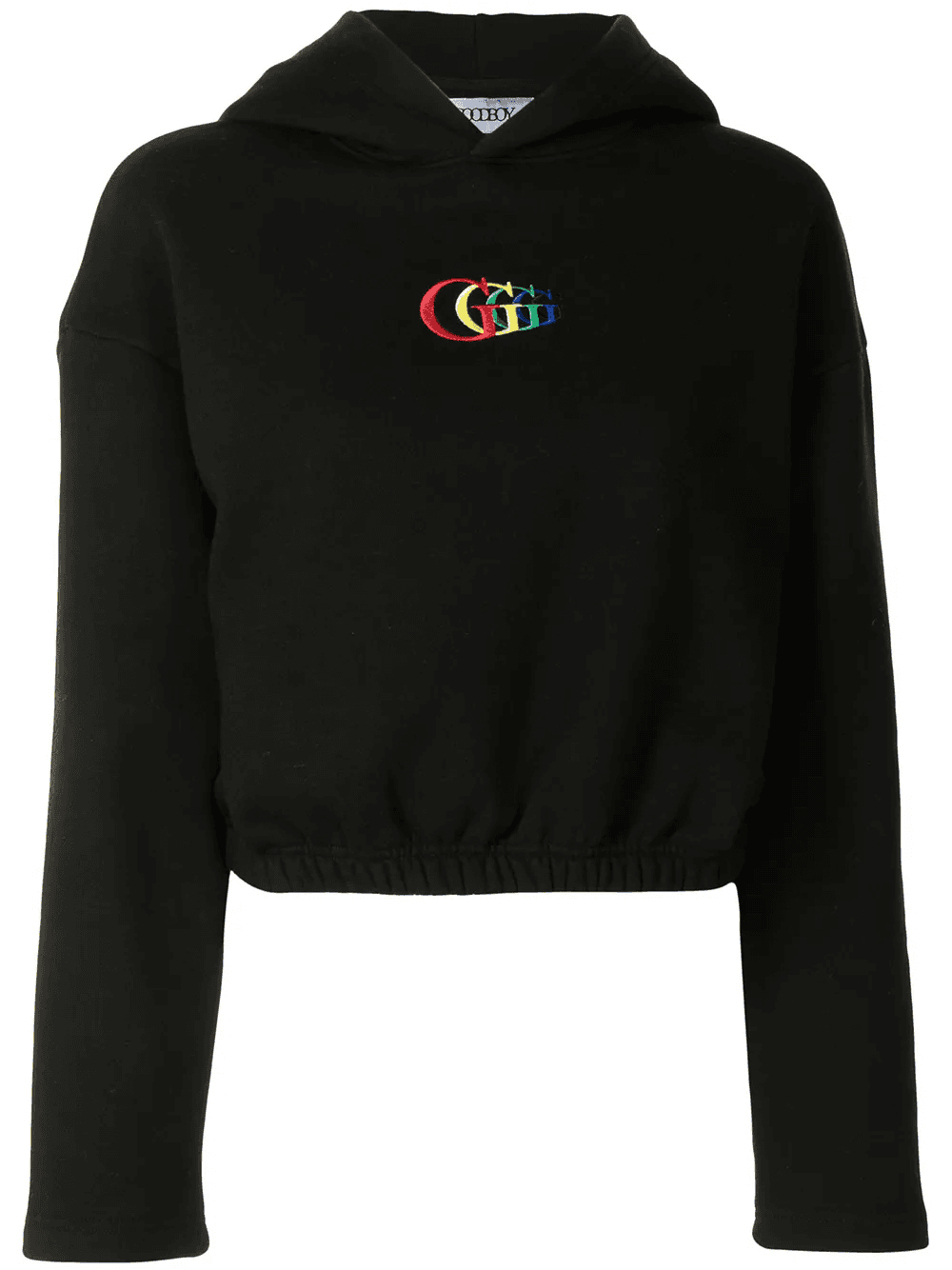 logo-embroidered cropped hoodie - Image 1