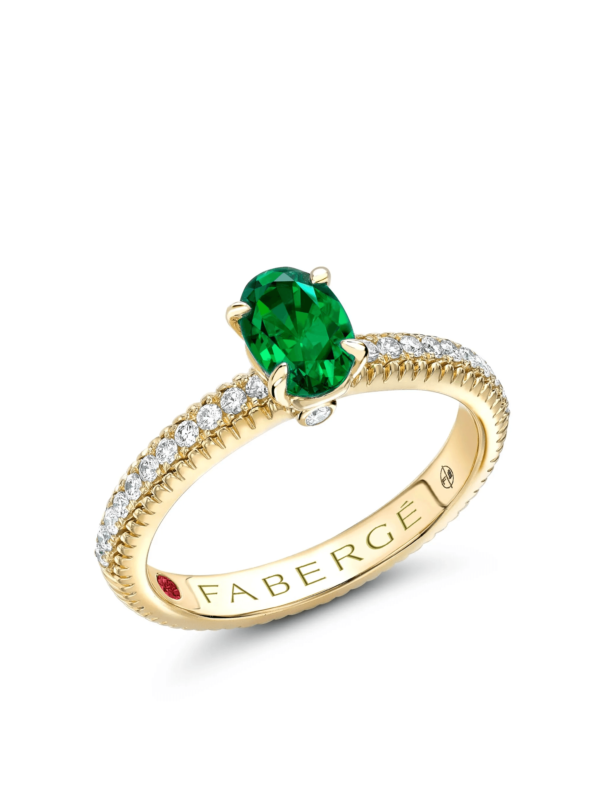 18kt yellow gold Colour Of Love emerald and diamond ring - Image 1