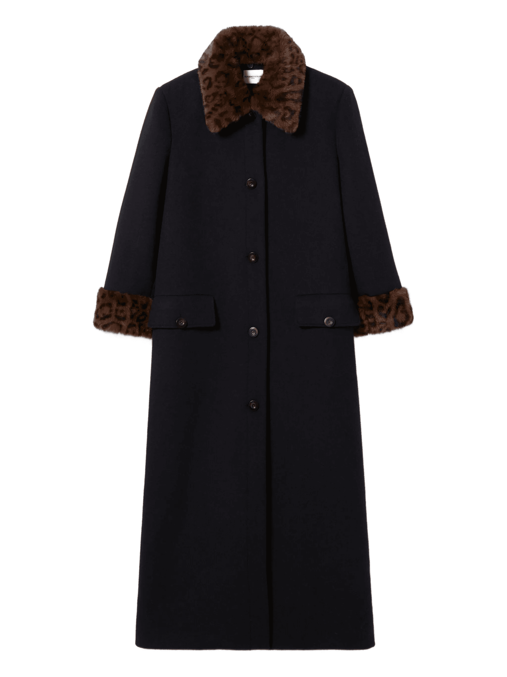 leopard-print collar coat - Image 1