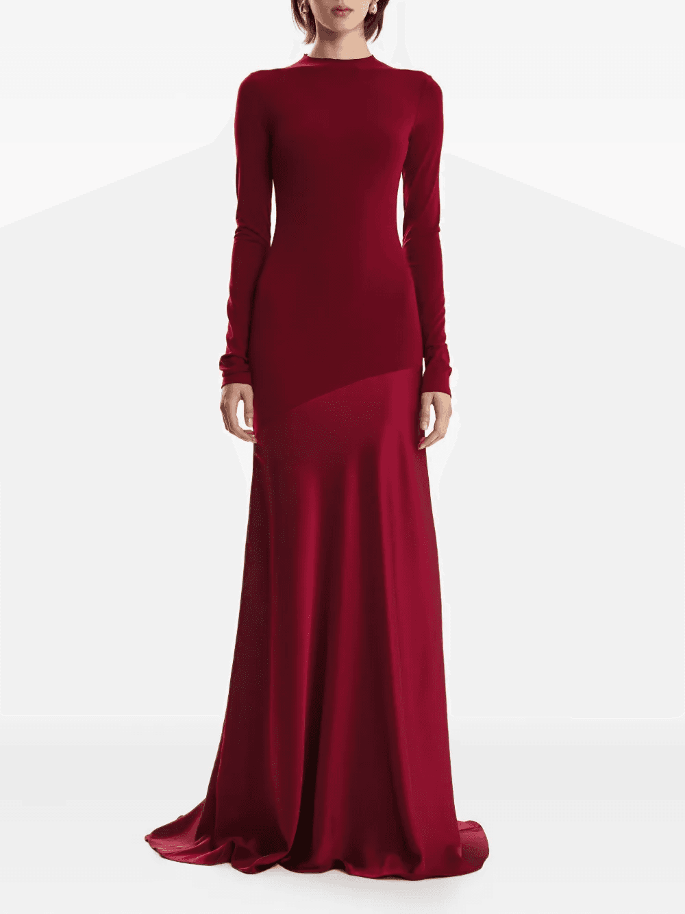 long-sleeve flared maxi dress - Image 1