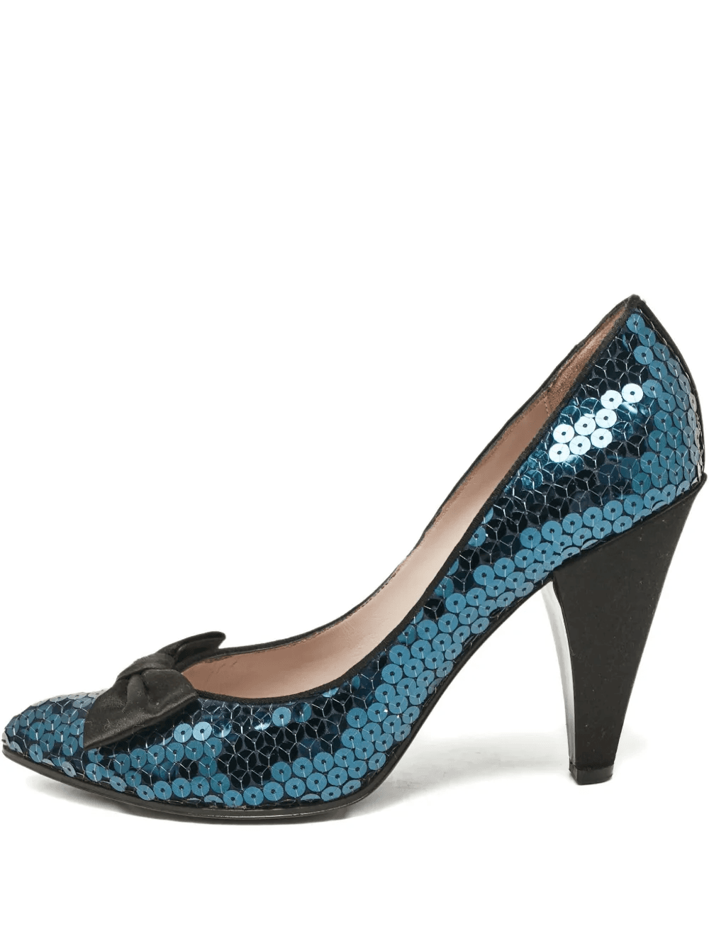 pre-owned 100mm sequinned bow-detail pumps - Image 1