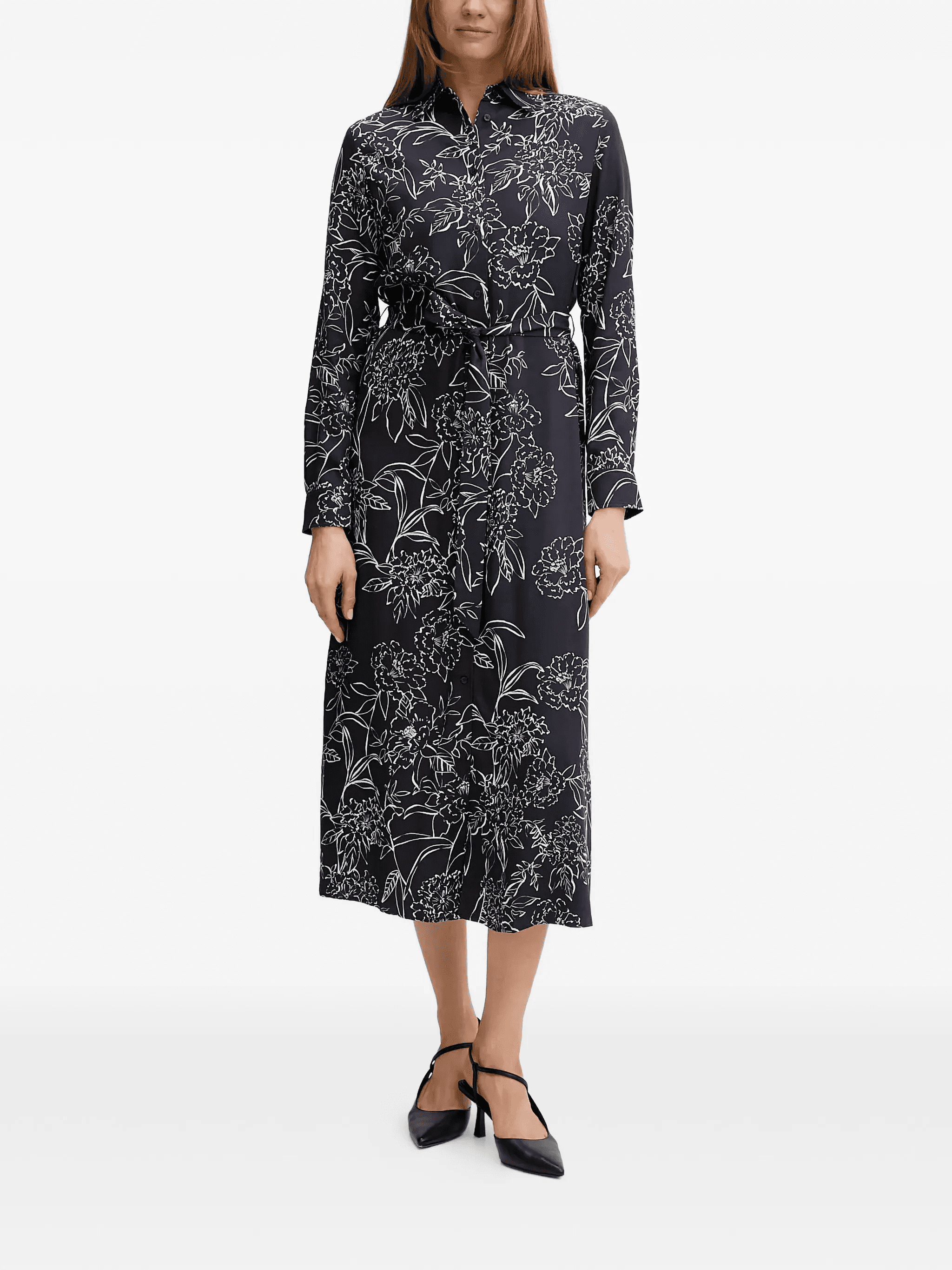 floral-print belted midi dress - Image 1