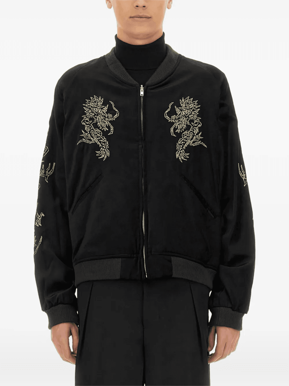 dragon-embroidered bomber jacket - Image 1
