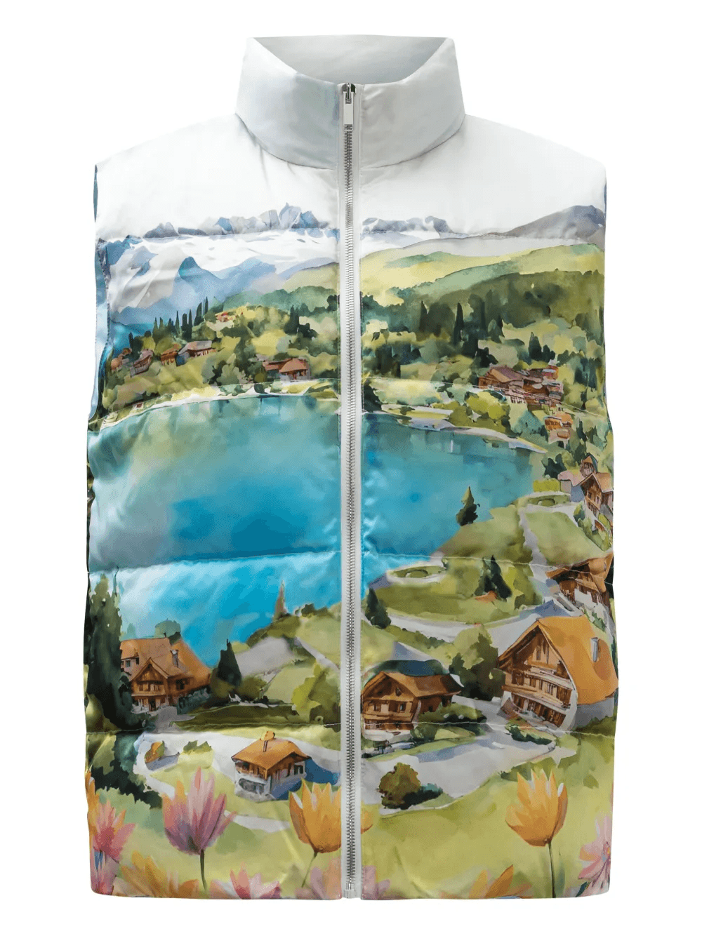 zip graphic-print gilet - Image 1