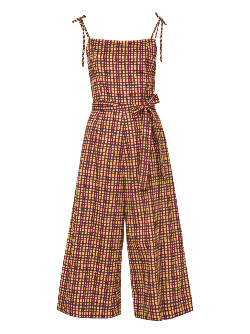 tie-strap checked jumpsuit - Image 1