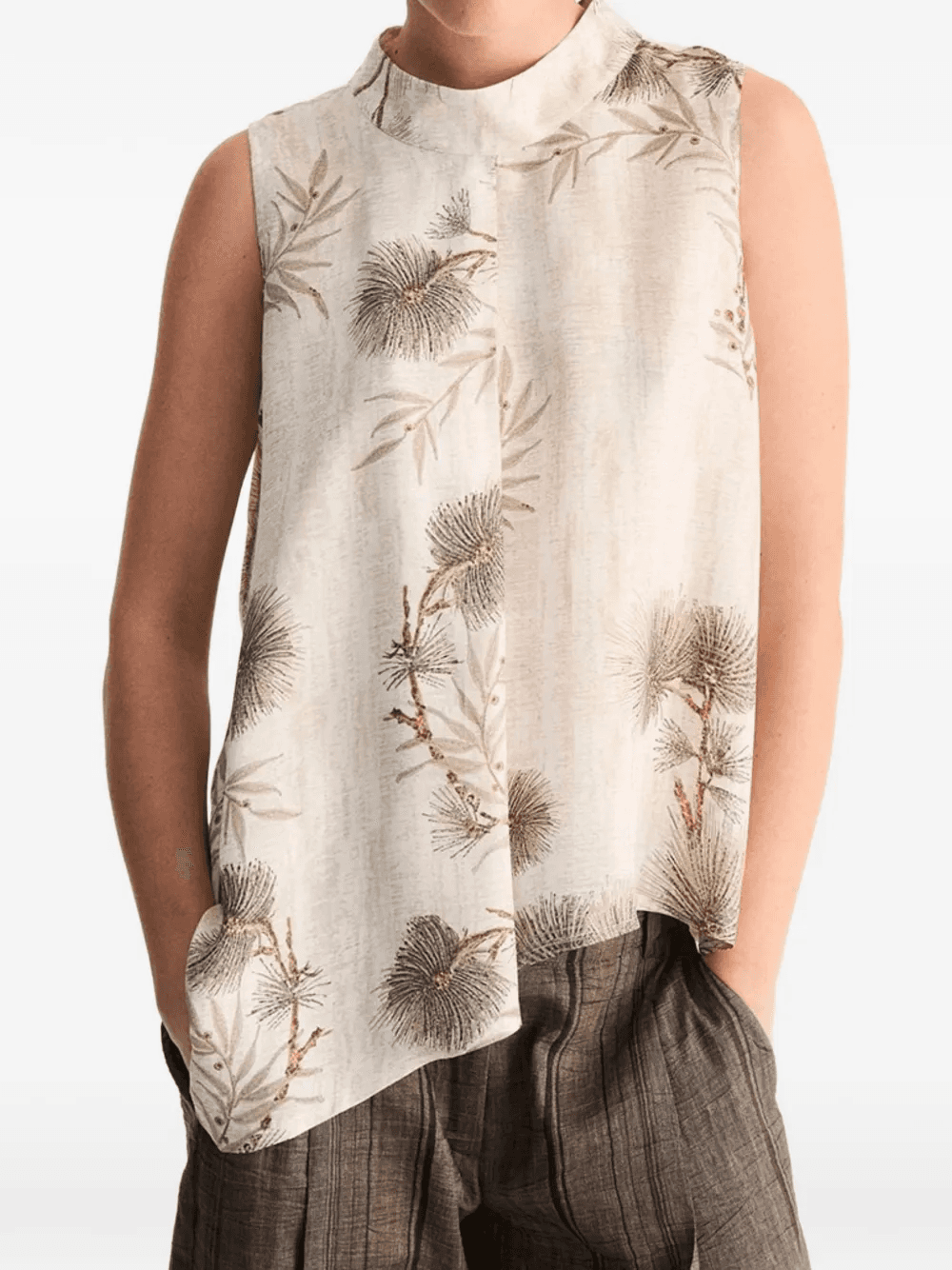 floral-print sleeveless blouse - Image 1