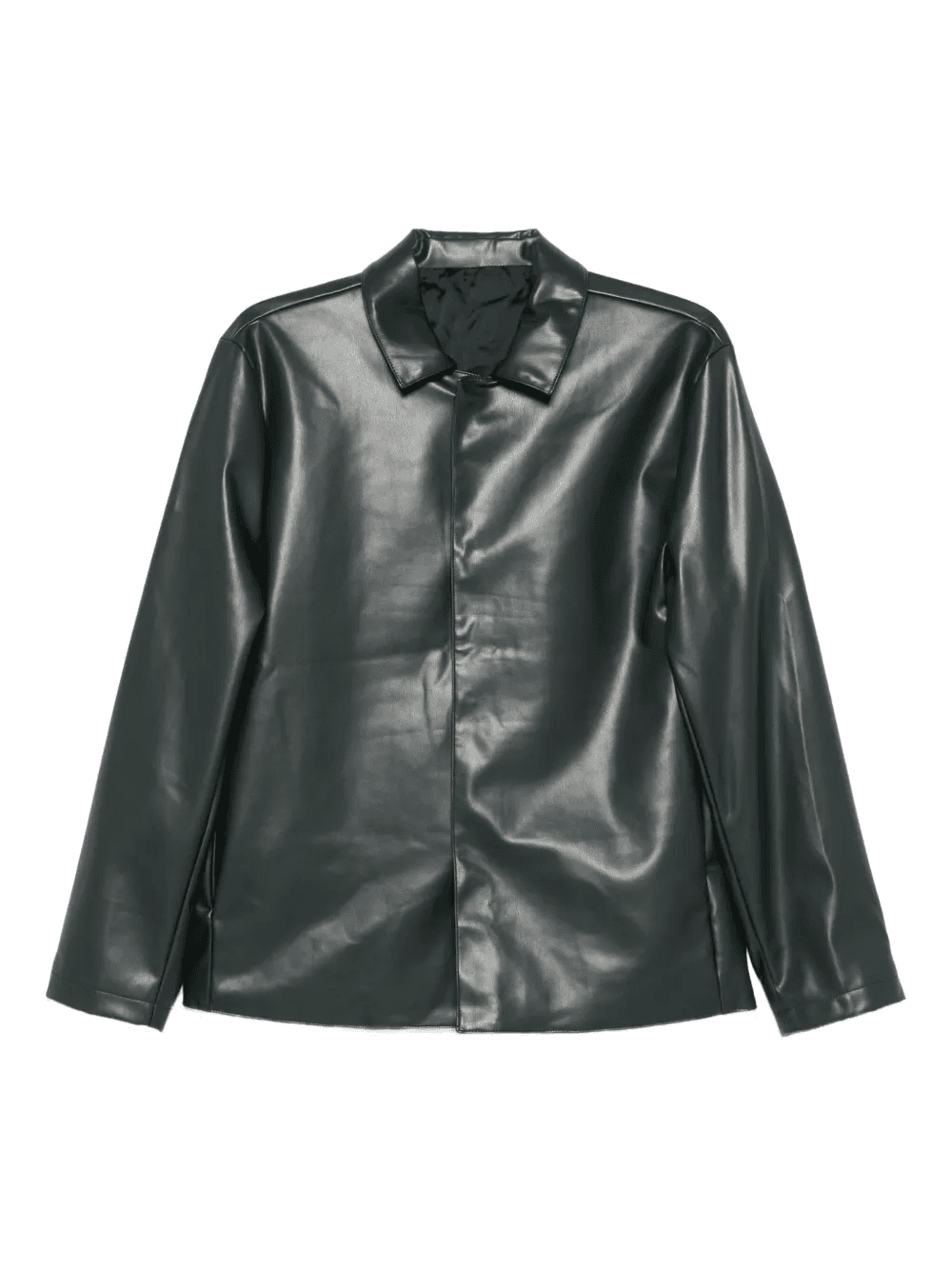 leather collar jacket - Image 1