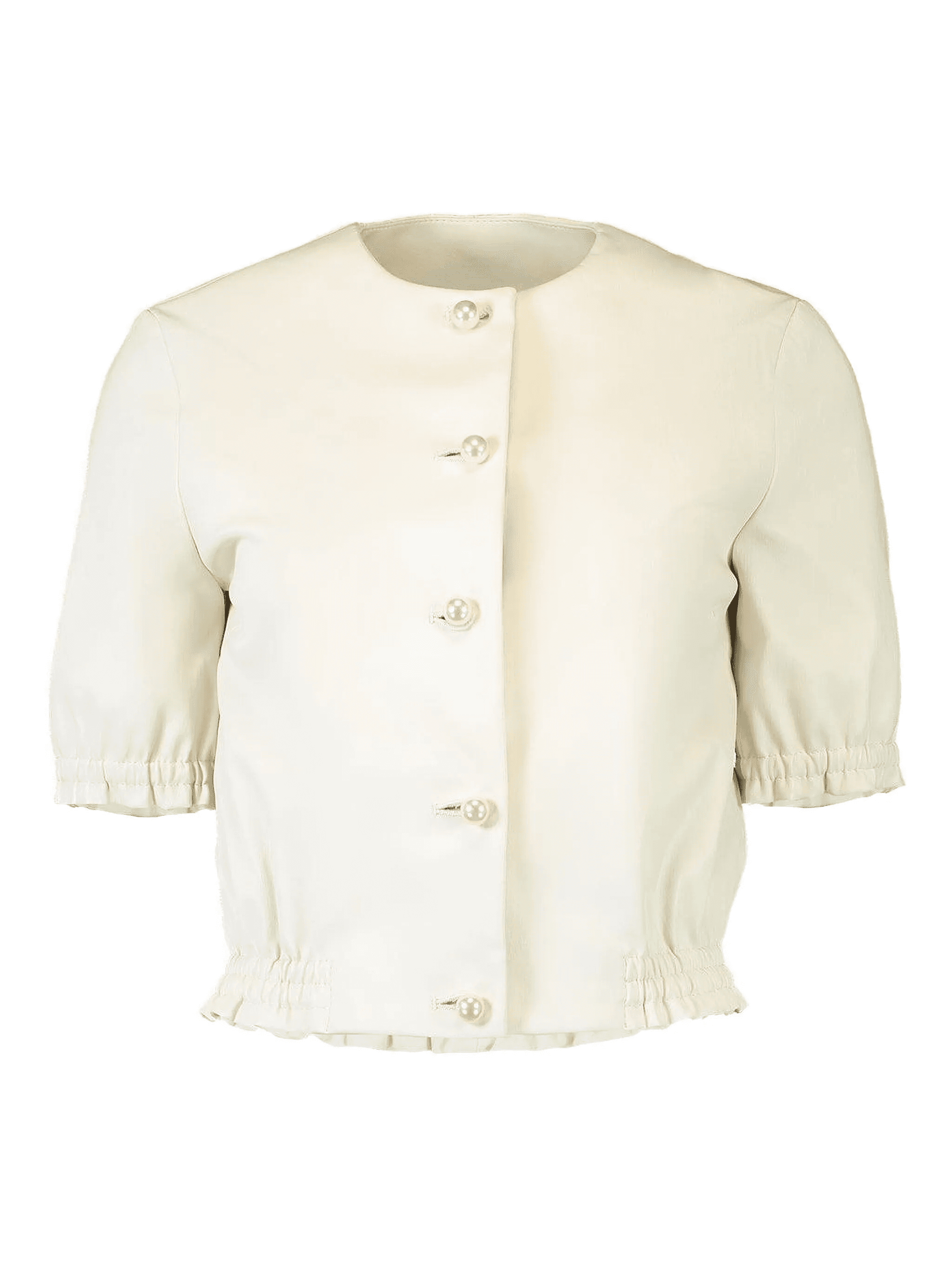 pearl-button leather jacket - Image 1