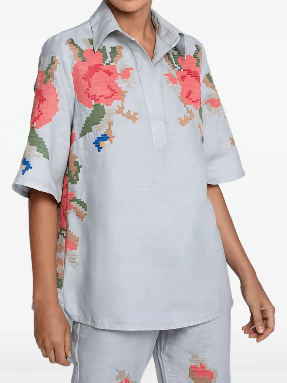 floral-embroidered blouse - Image 1