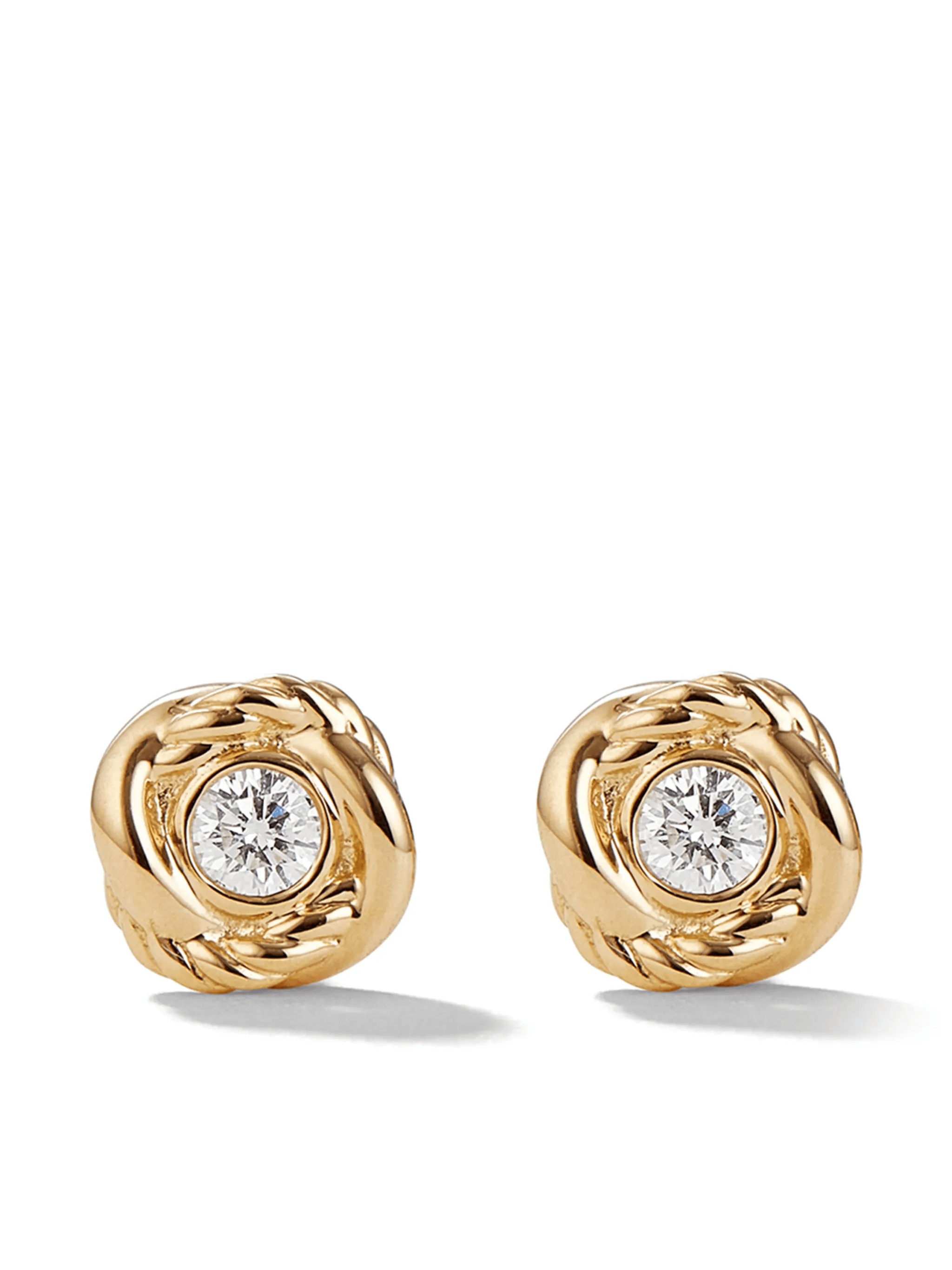 18kt yellow gold Crossover Infinity diamond stud earrings - Image 1
