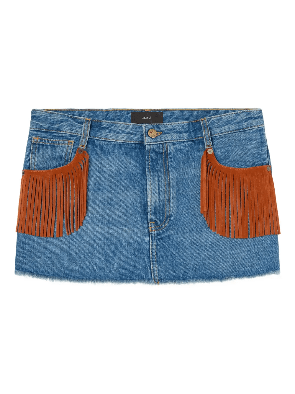 fringed-detail mini denim skirt - Image 1