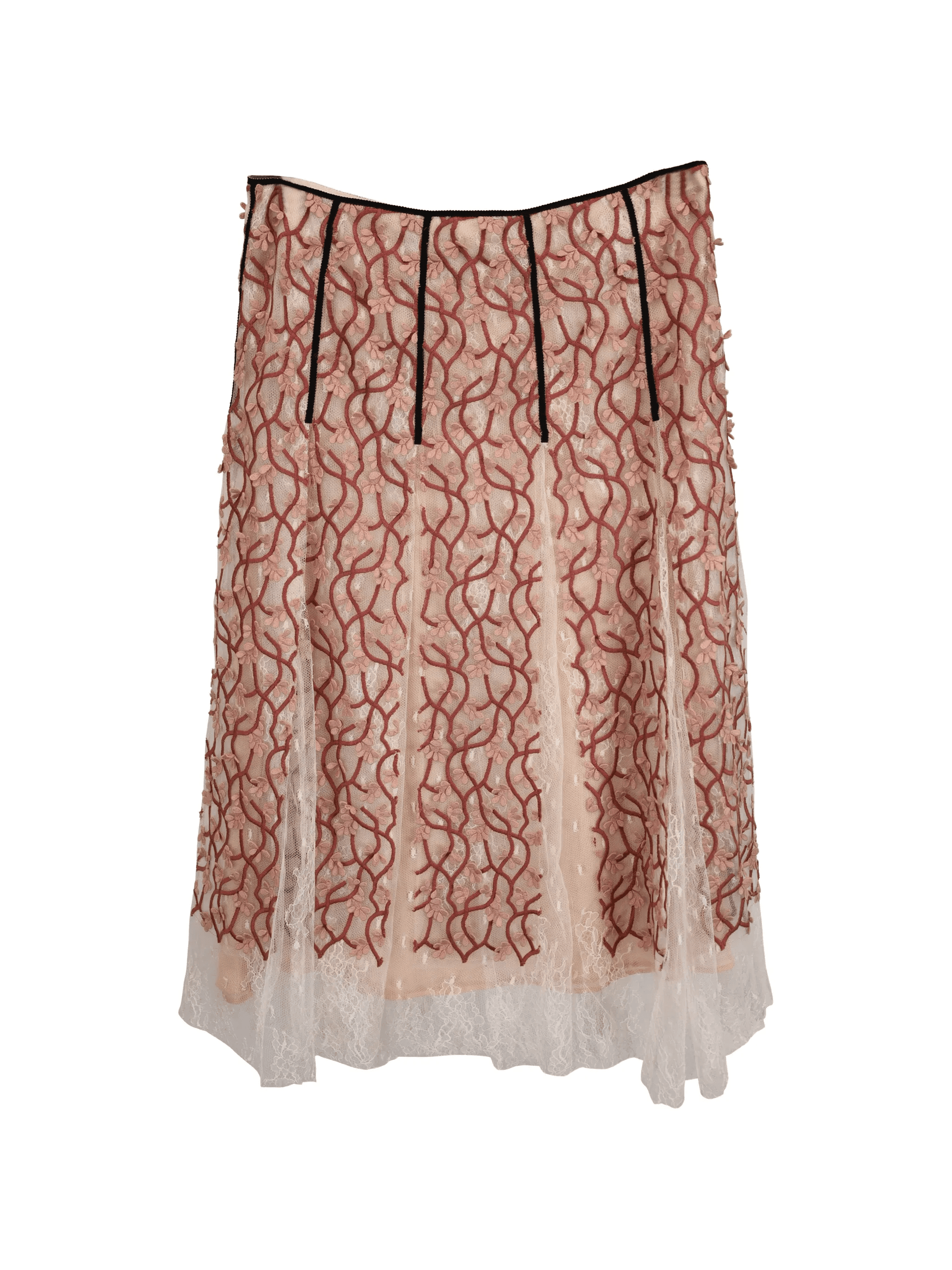 floral-embroidered midi skirt - Image 1