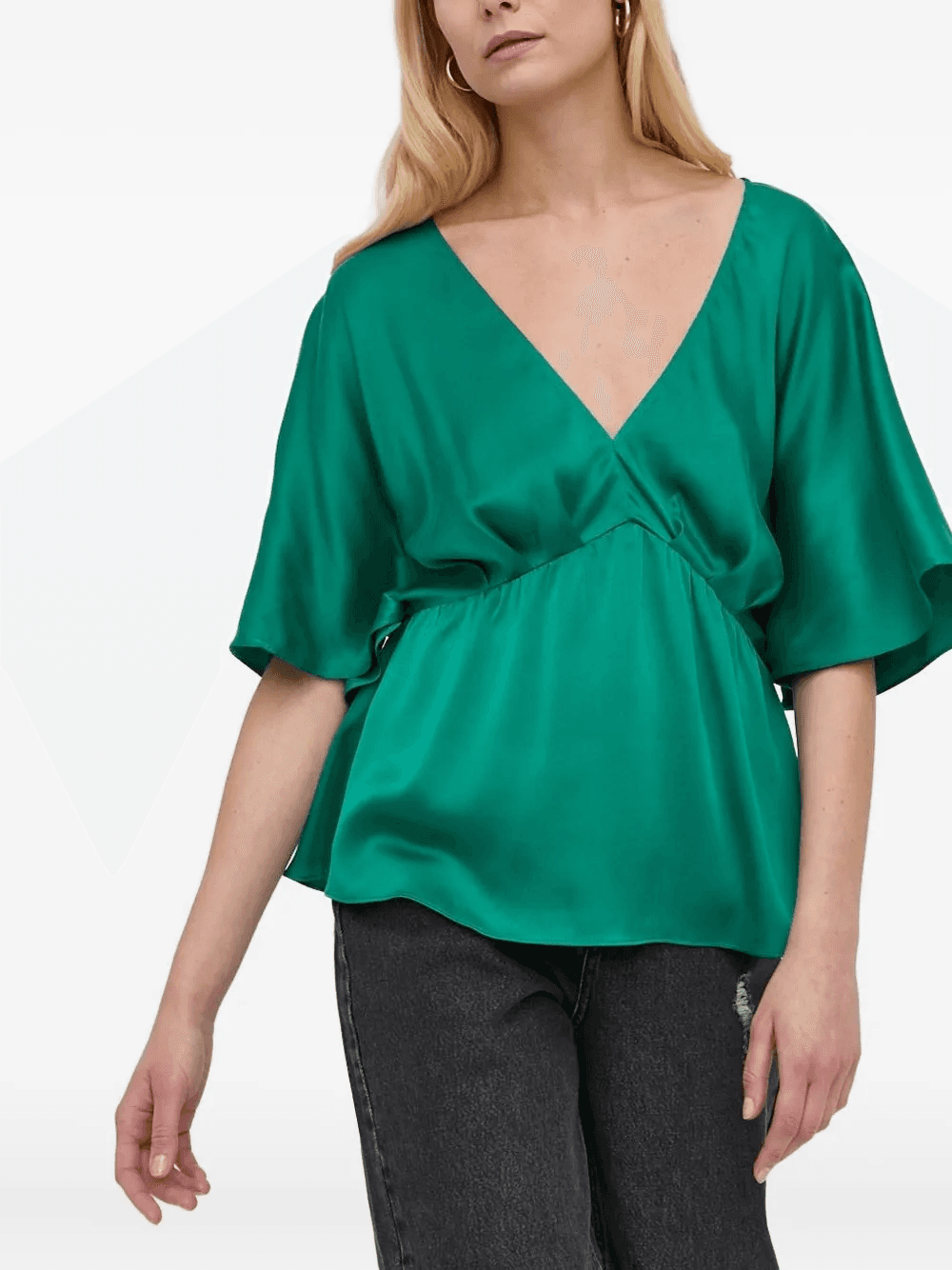 V-neck gathered blouse - Image 1