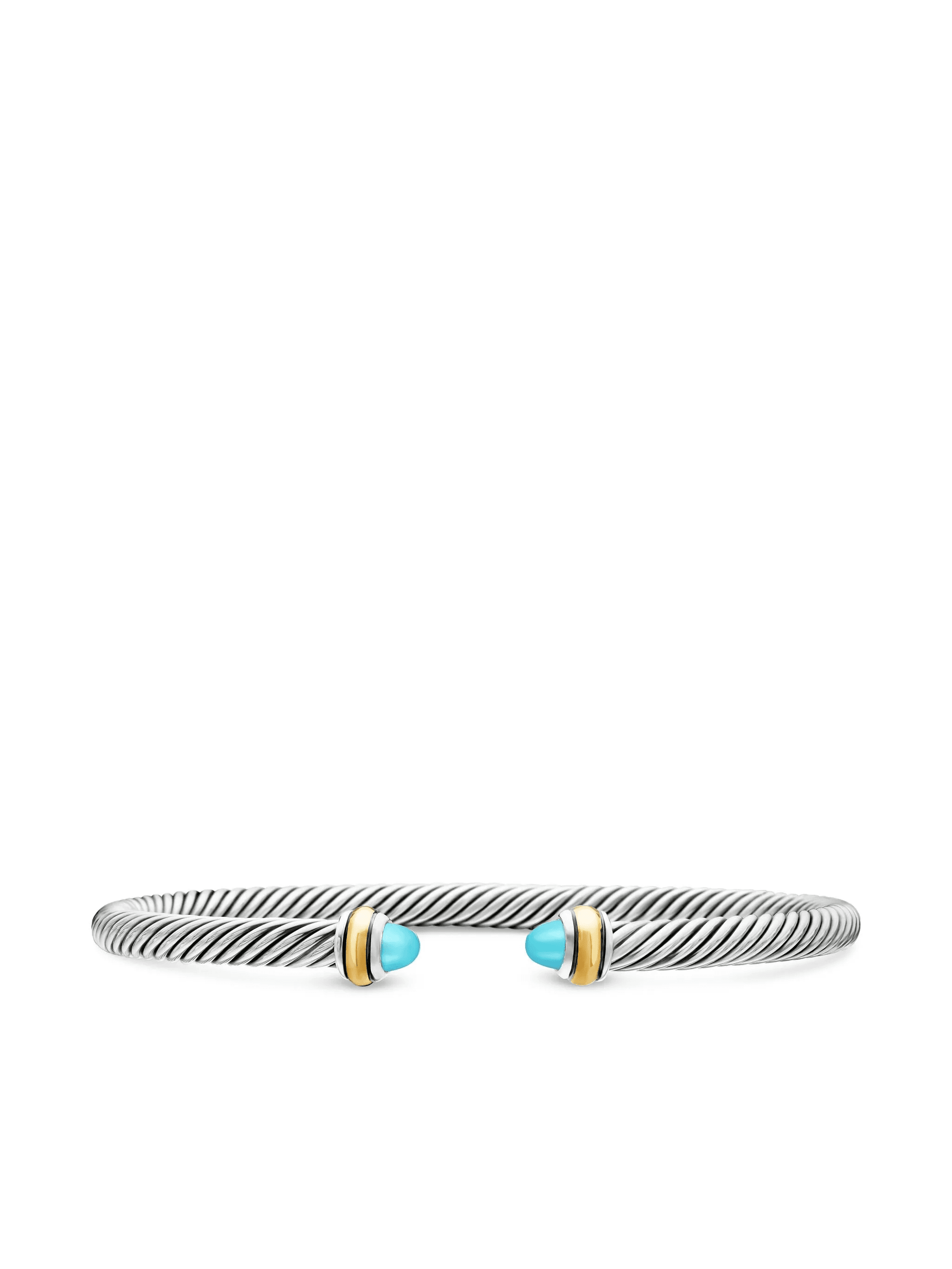 18kt yellow and sterling silver Classic Cable turquoise bracelet (4mm) - Image 1
