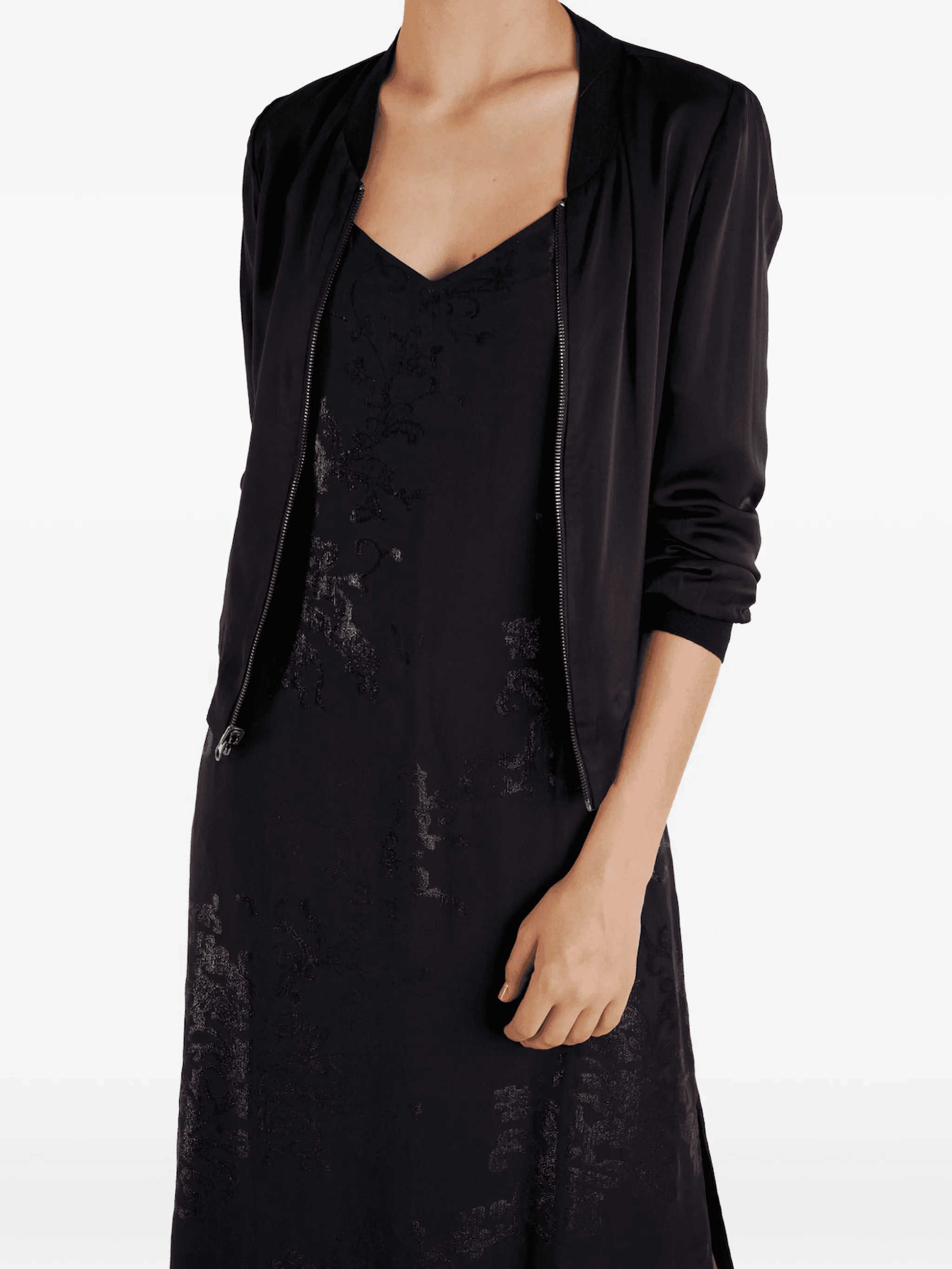 metallic-finish bomber jacket - Image 1