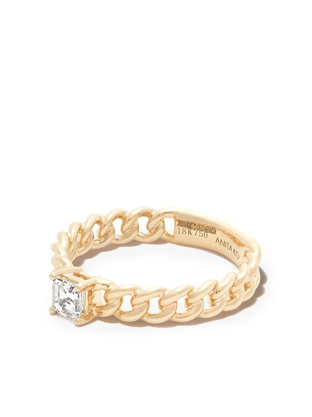 18kt yellow gold diamond chain-link ring - Image 1