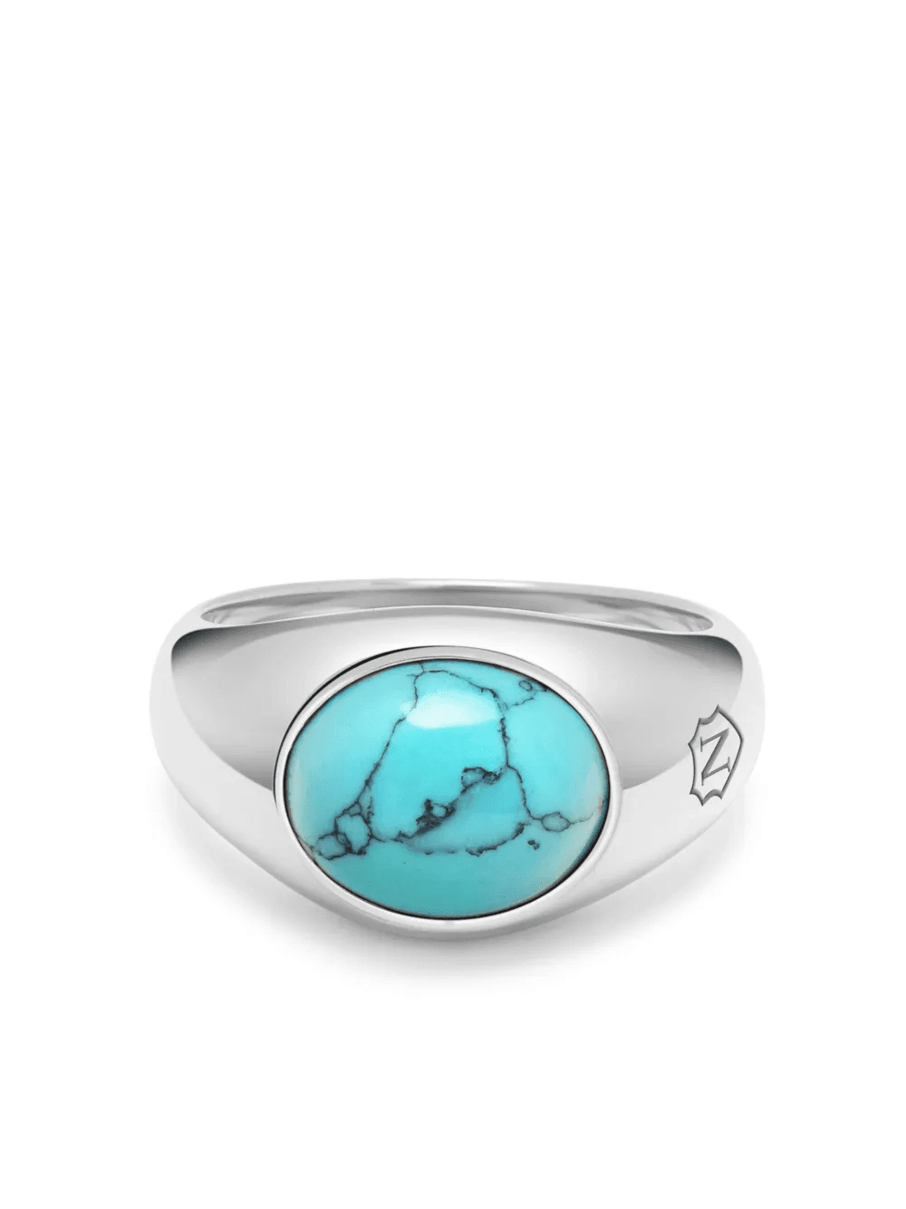 turquoise engraved signet ring - Image 1