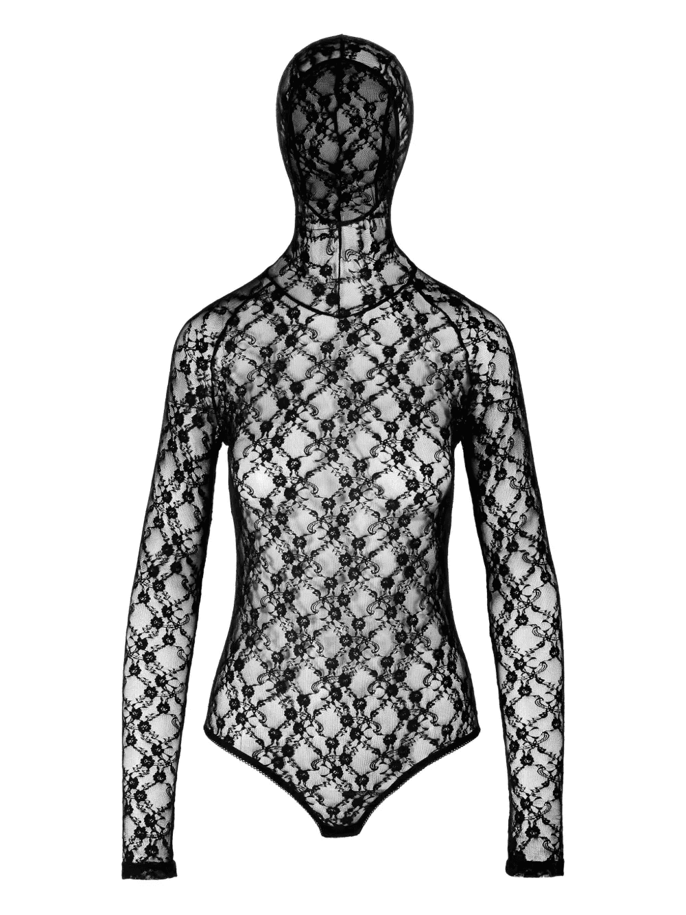 lace-pattern hooded top - Image 1