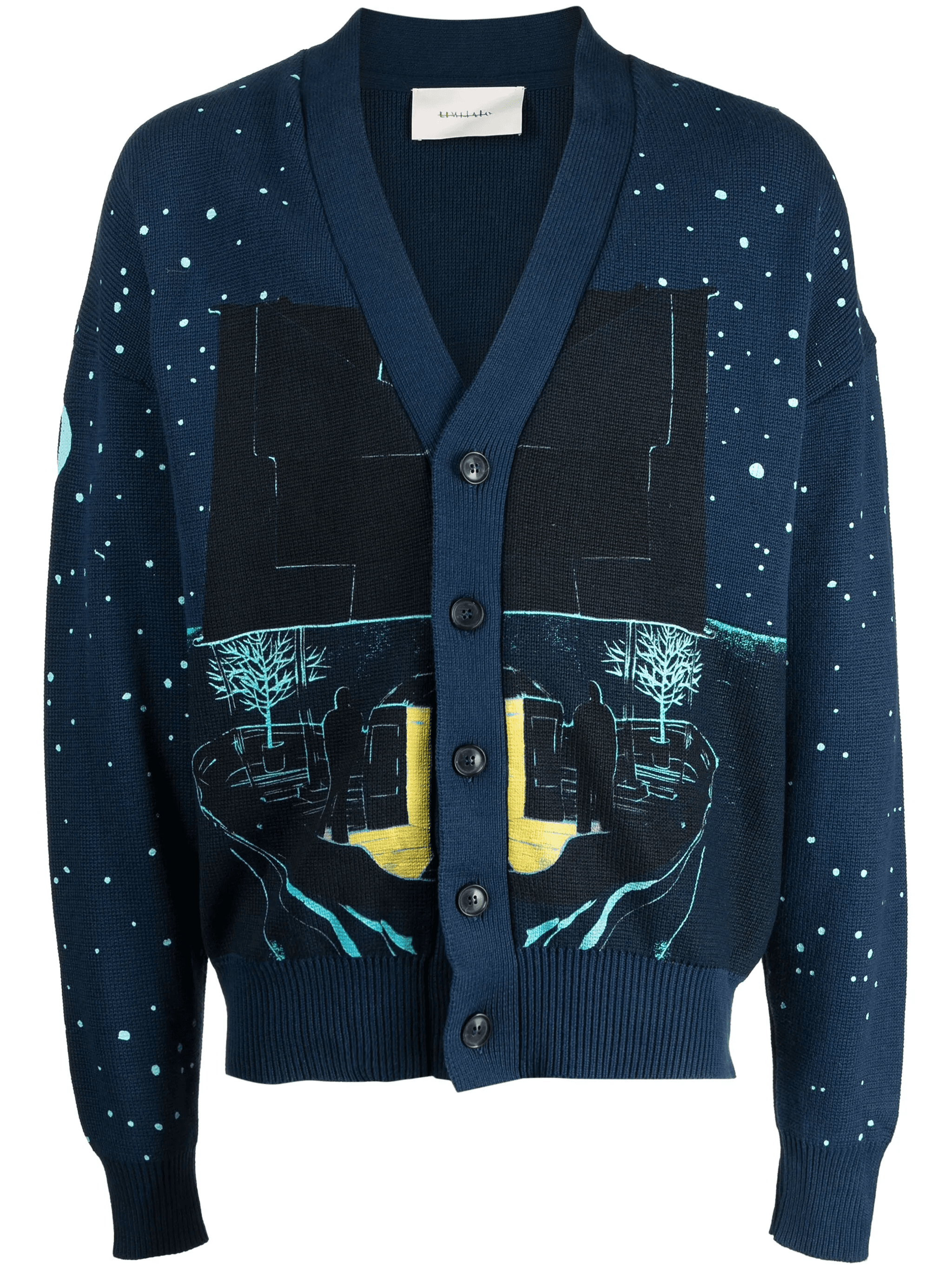 illustration-style pattern cotton cardigan - Image 1