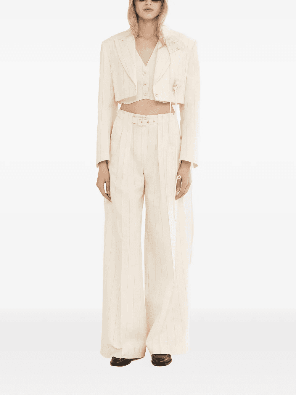 belted striped trousers - Image 1