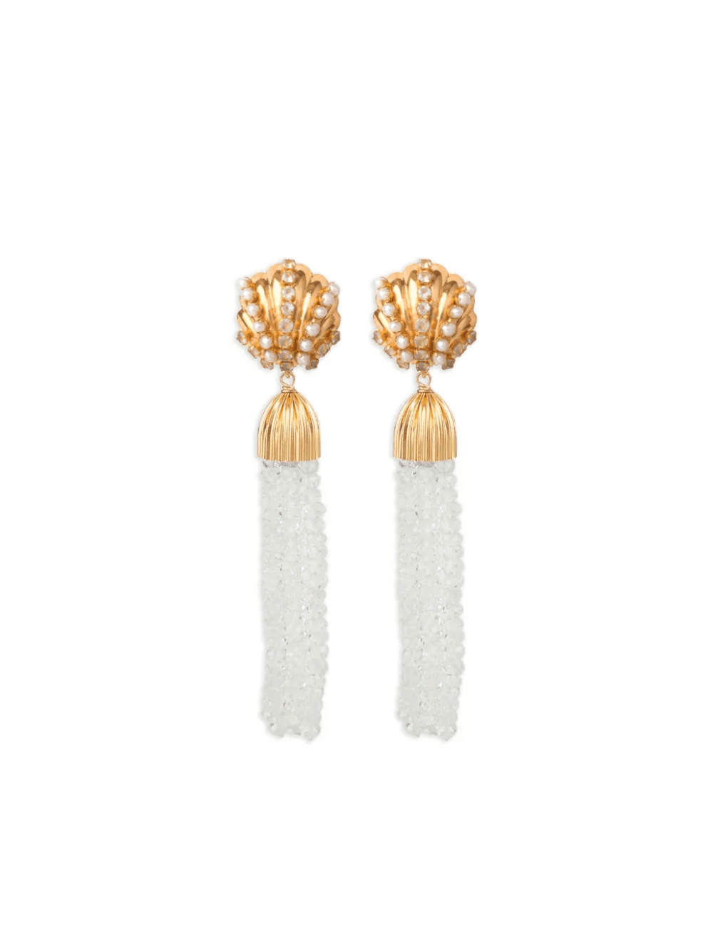 crystal-embellished tassel earrings - Image 1