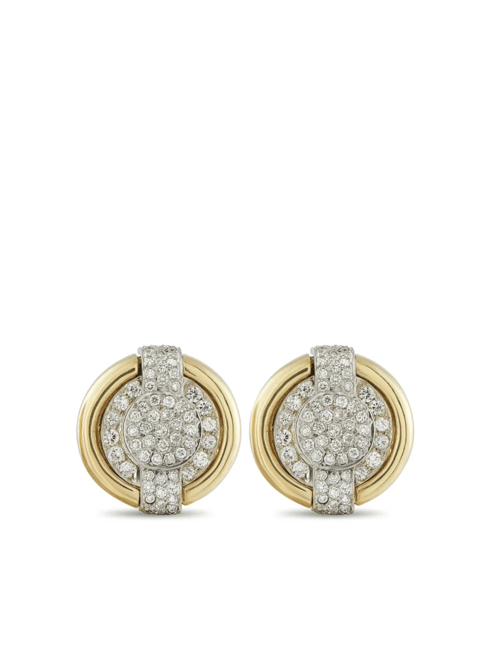 18K yellow gold diamond earrings - Image 1