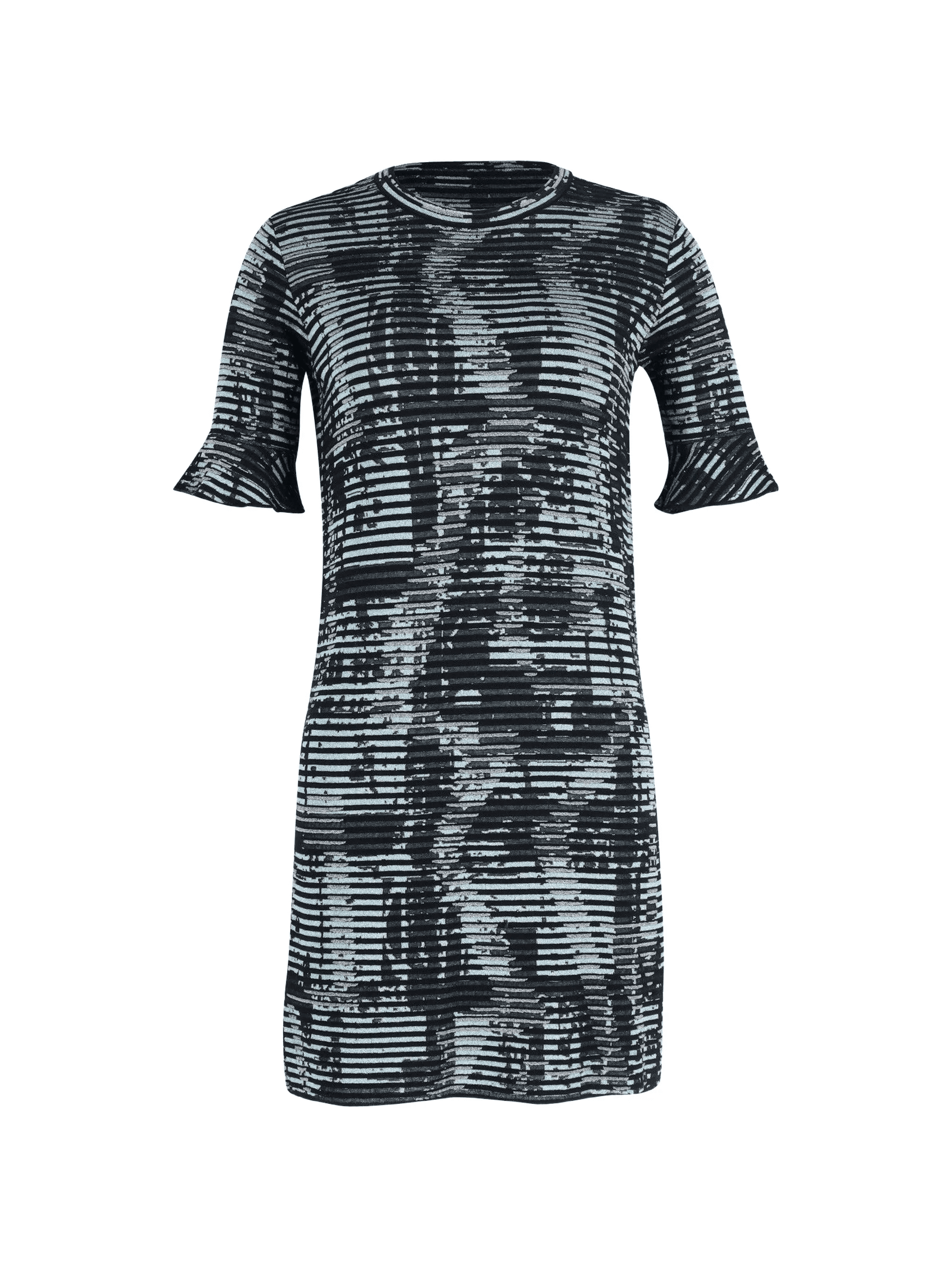 striped round-collar mini dress - Image 1