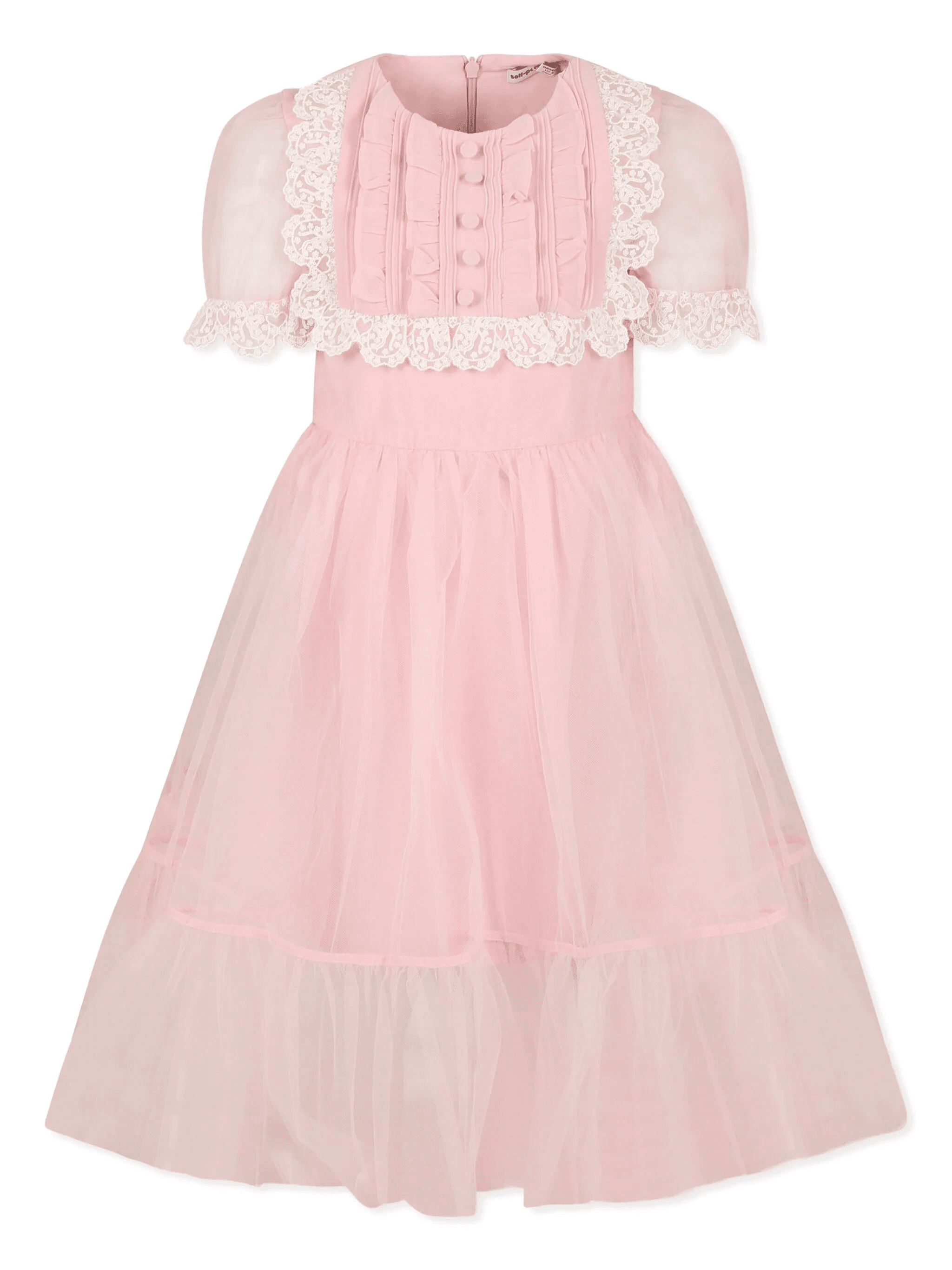lace-trim tulle dress - Image 1