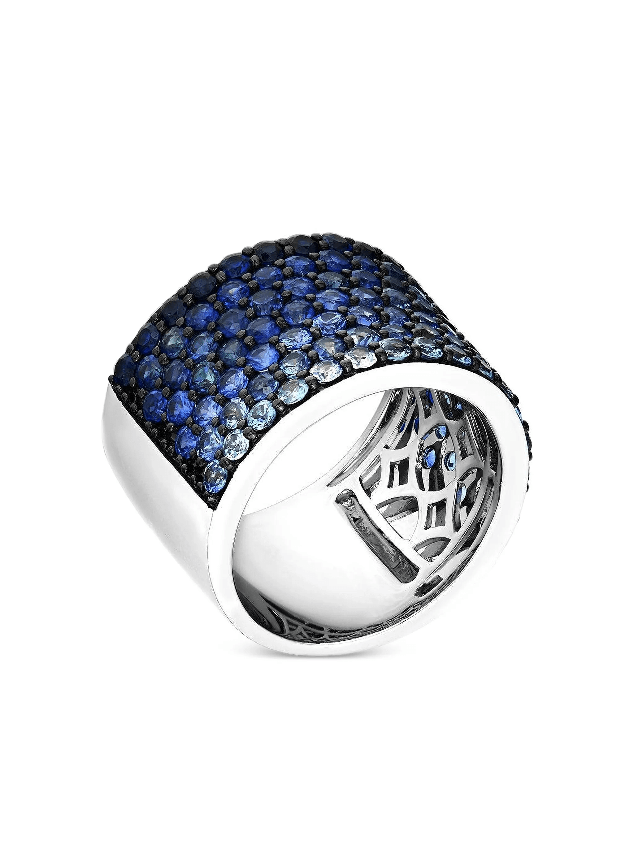 18K white gold Ombre Cigar sapphire ring - Image 1