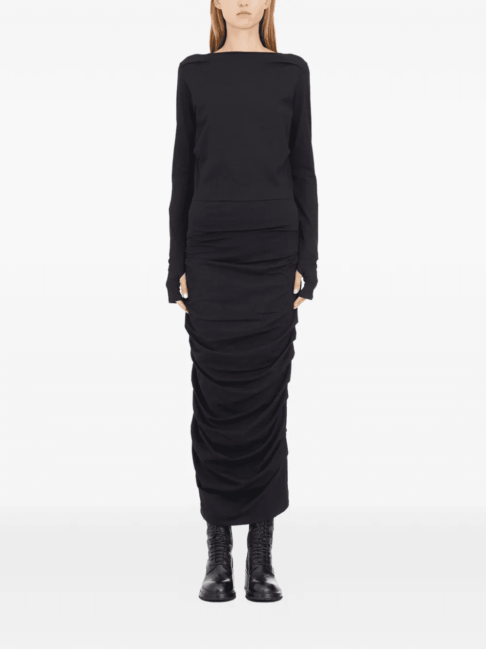 long-sleeves gathered midi dress - Image 1