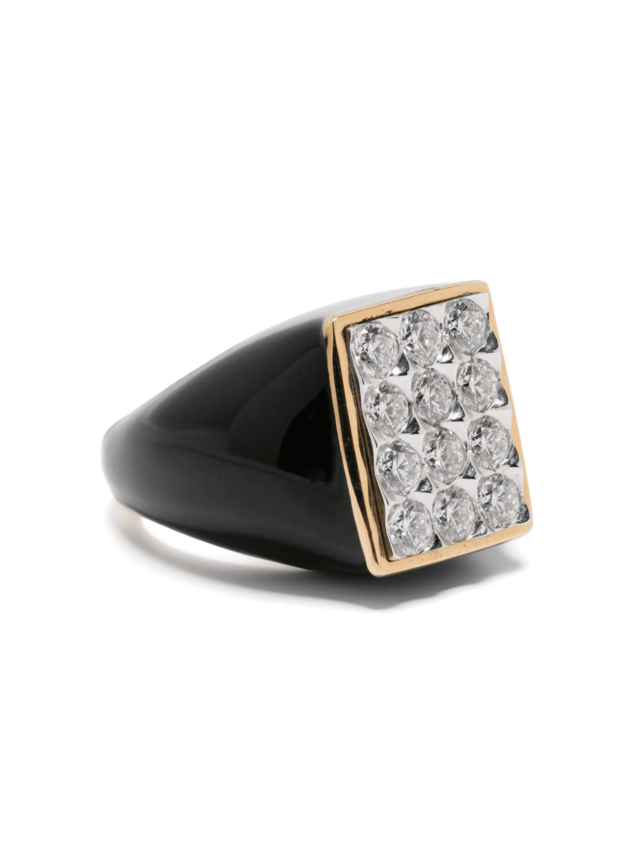 18K yellow gold Tuxedo diamond signet ring - Image 1