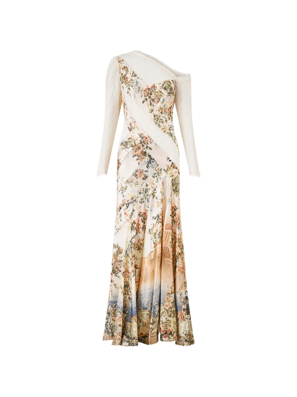floral print lace trim dress - Image 1