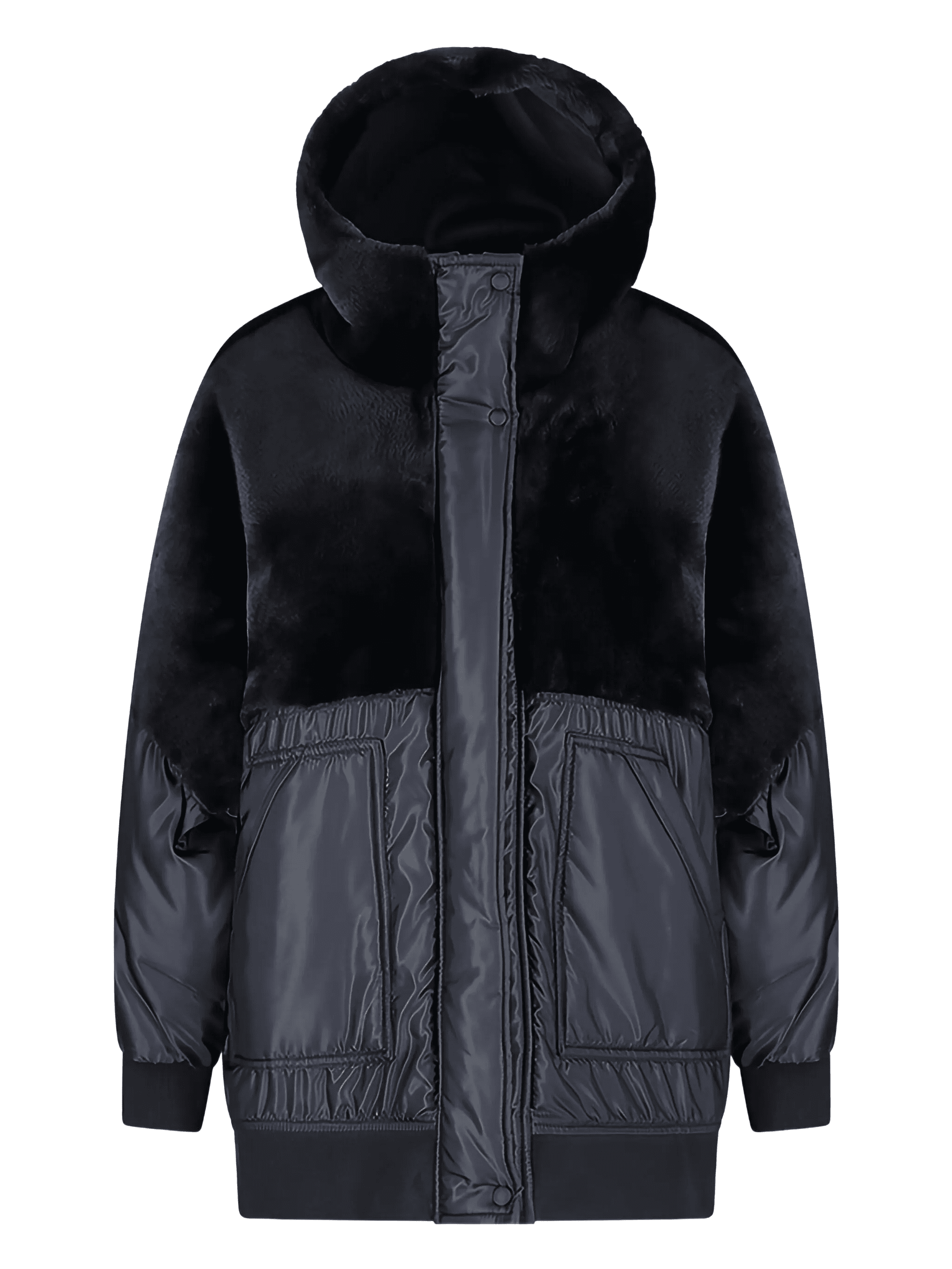 hooded panelled coat - Image 1