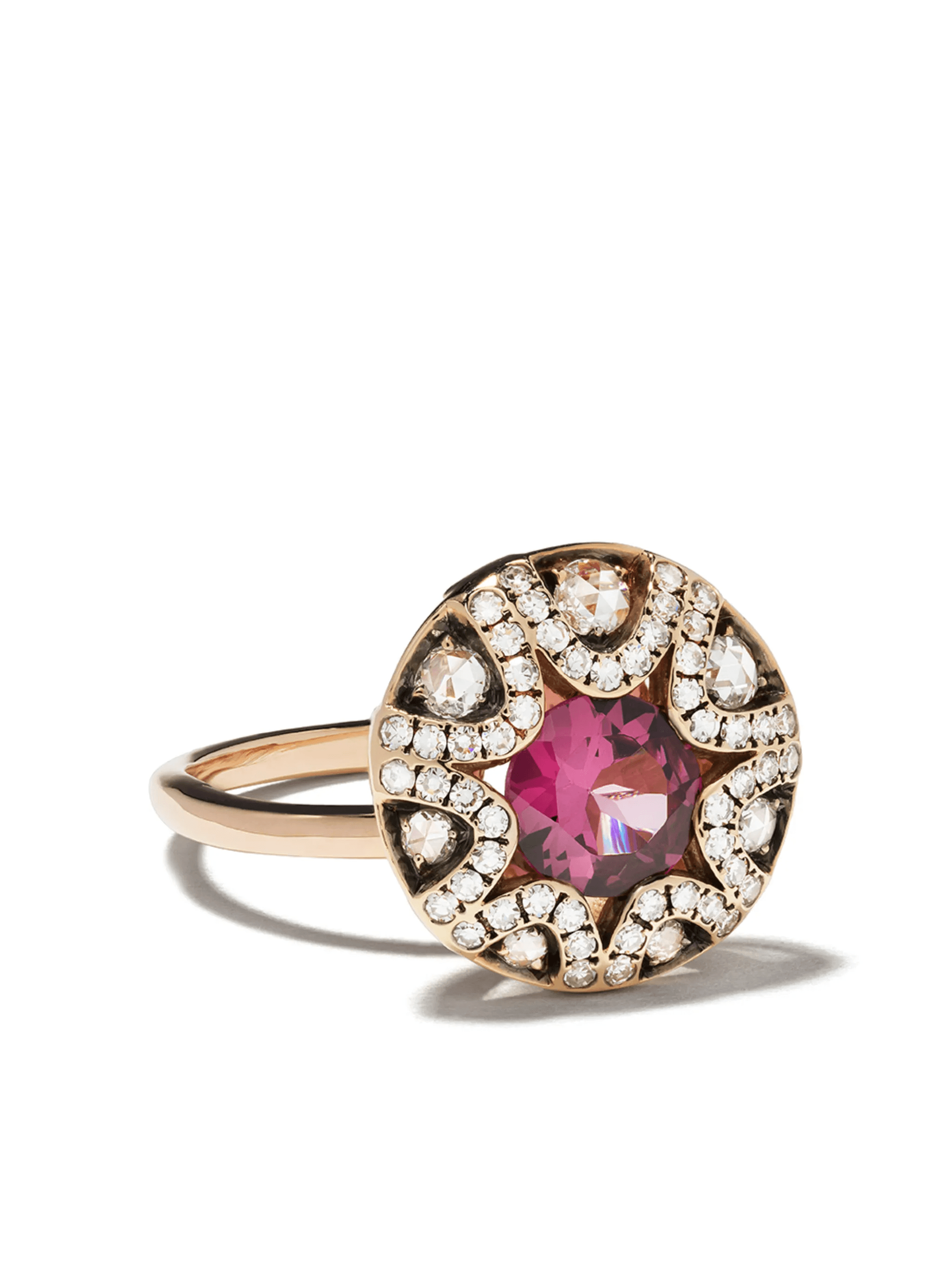 18kt rose gold diamond rhodolite Mille et Une Nuits ring - Image 1