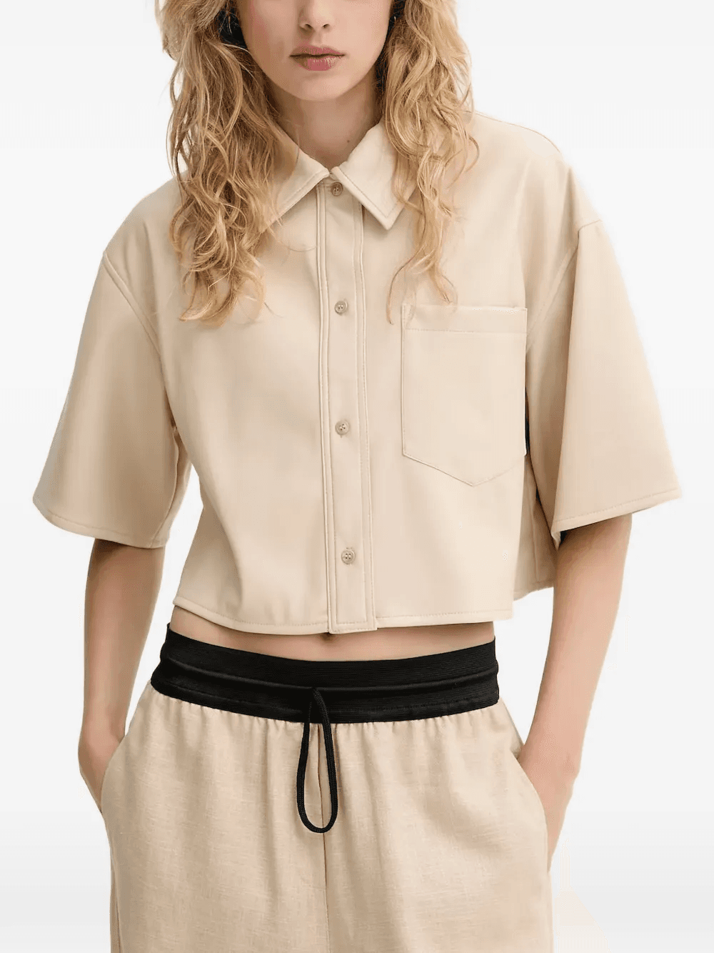 pocket-detail cropped shirt - Image 1