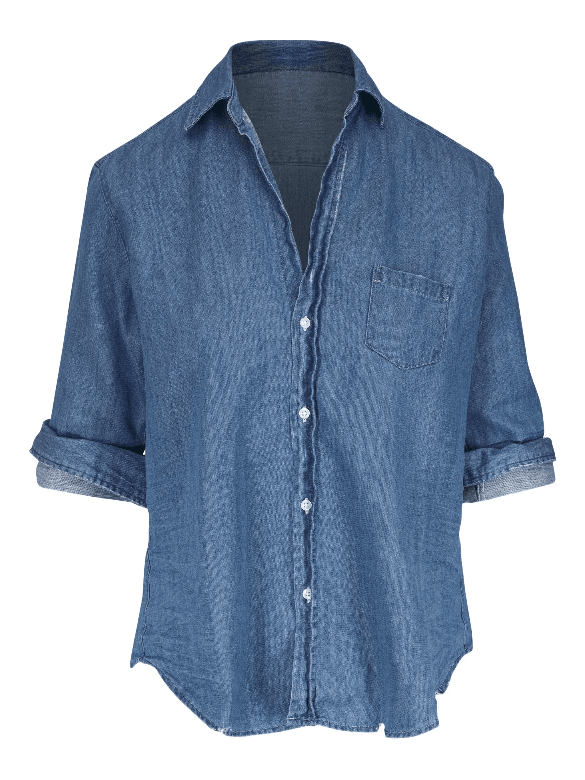 curved-hem denim shirt - Image 1
