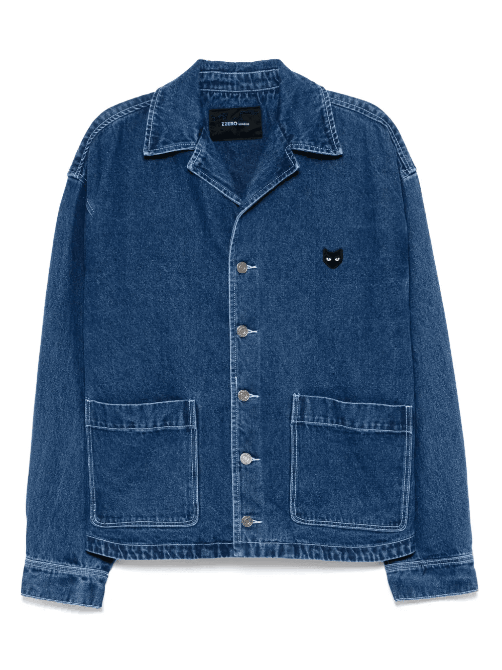 open-collared denim jacket - Image 1