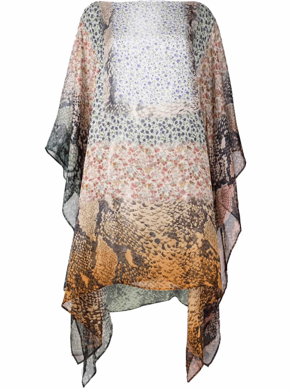 draped animal-print silk blouse - Image 1