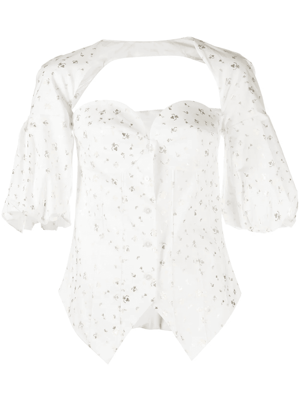 floral-print sweetheart neck blouse - Image 1