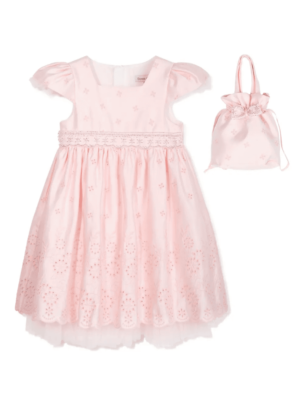 embroidered puff-sleeve dress set - Image 1