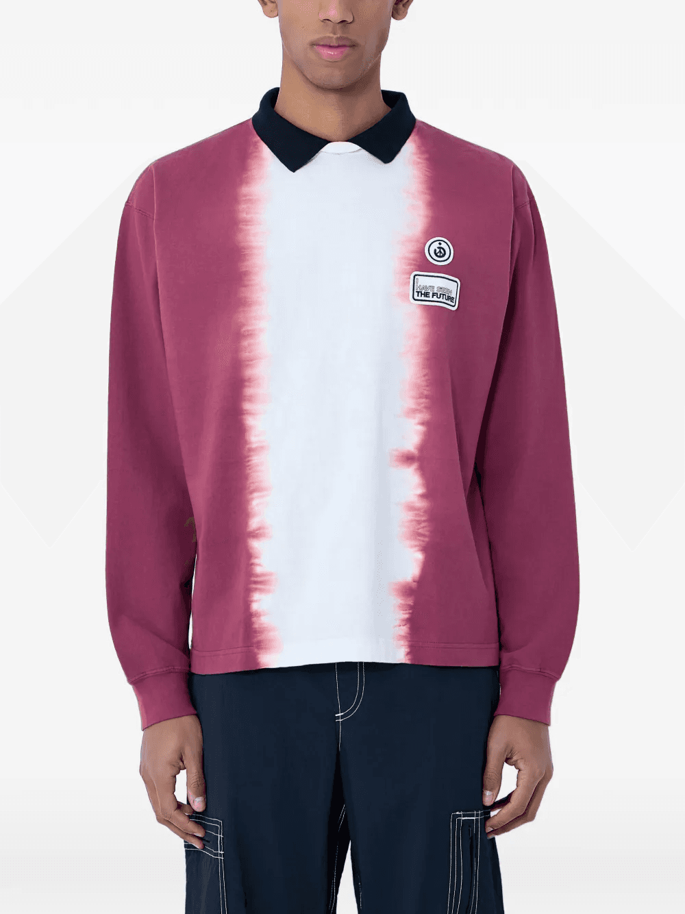 contrast collar logo patch long sleeve shirt - Image 1