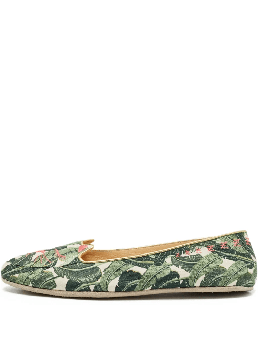 pre-owned embroidered botanical loafers - Image 1