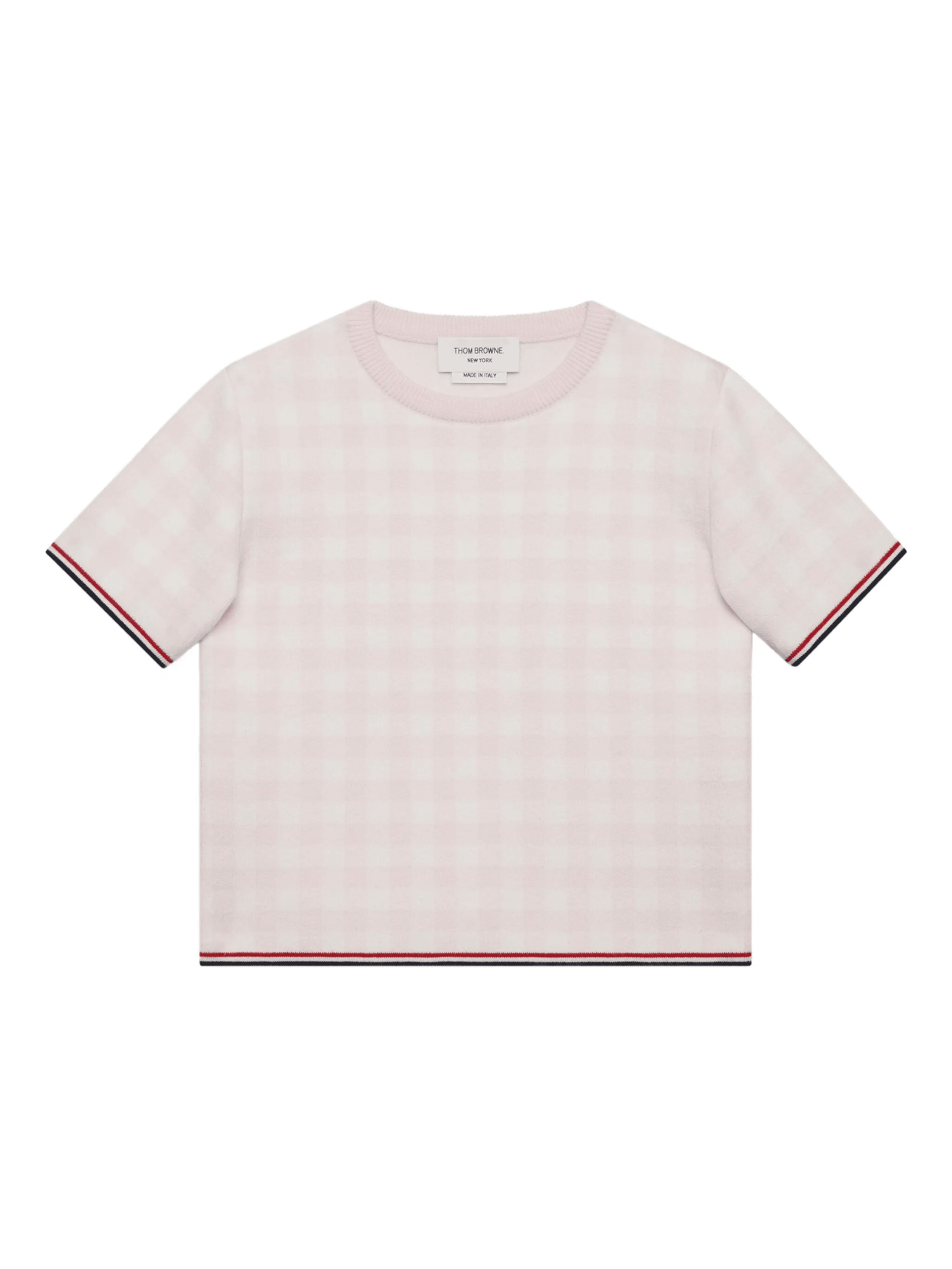 gingham-pattern short-sleeve sweater - Image 1