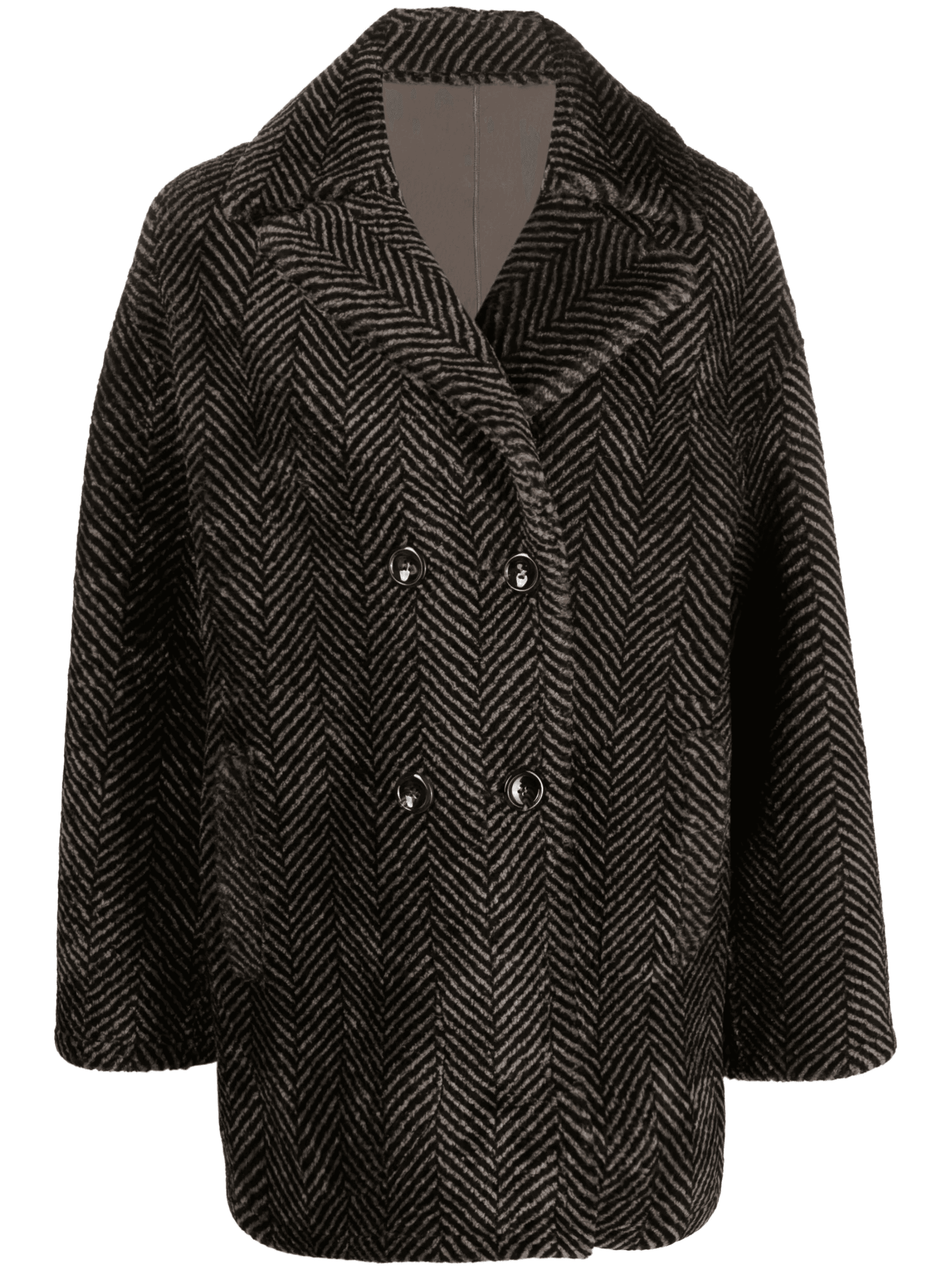 herringbone-pattern sheepskin coat - Image 1
