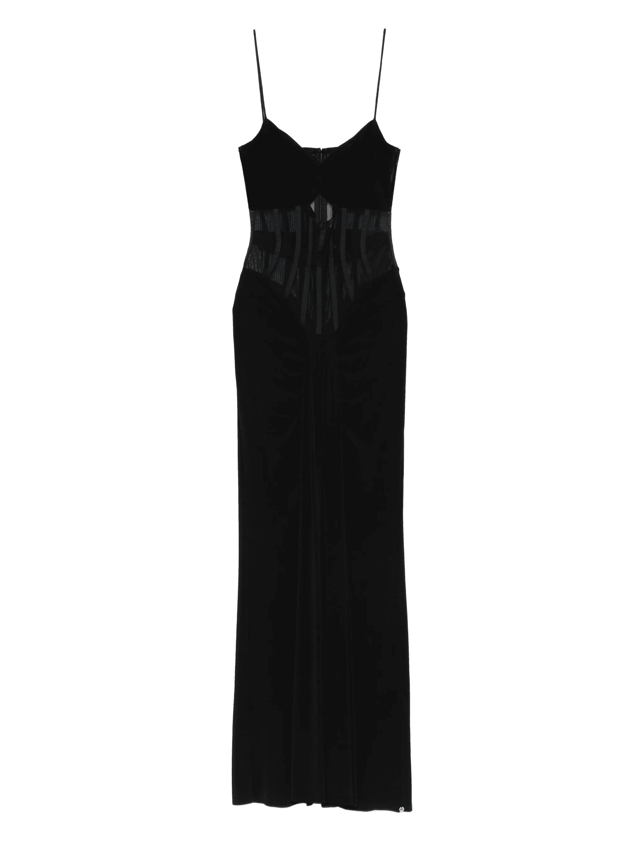 twist-front sheer-insert maxi dress - Image 1
