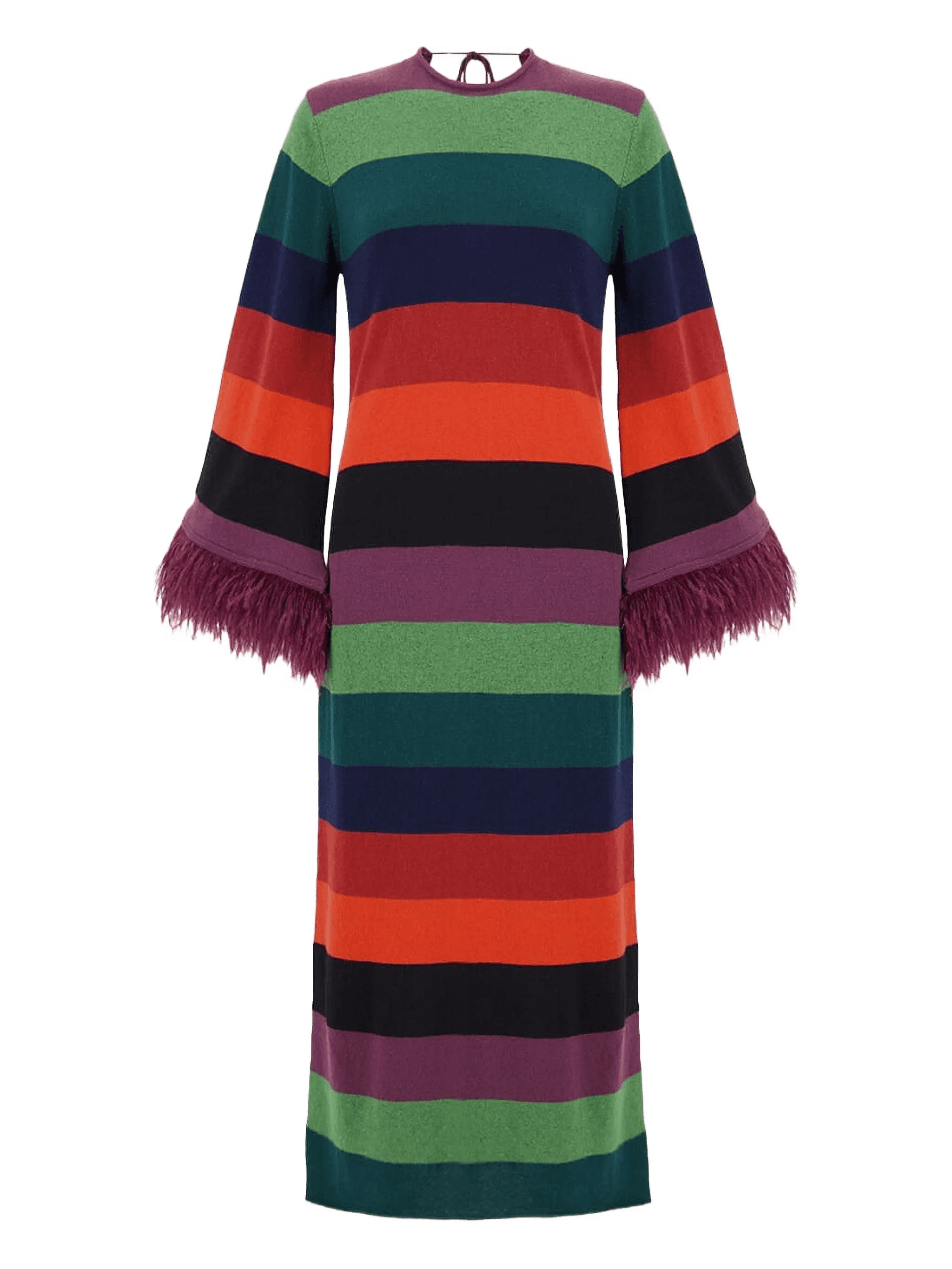 striped bell-sleeve midi dress - Image 1