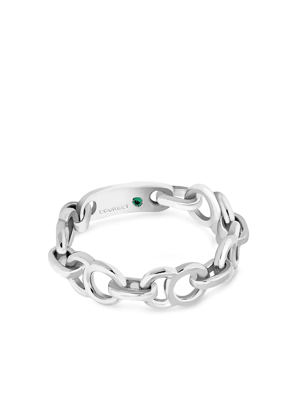 18kt recycled white gold Celeste chain ring - Image 1